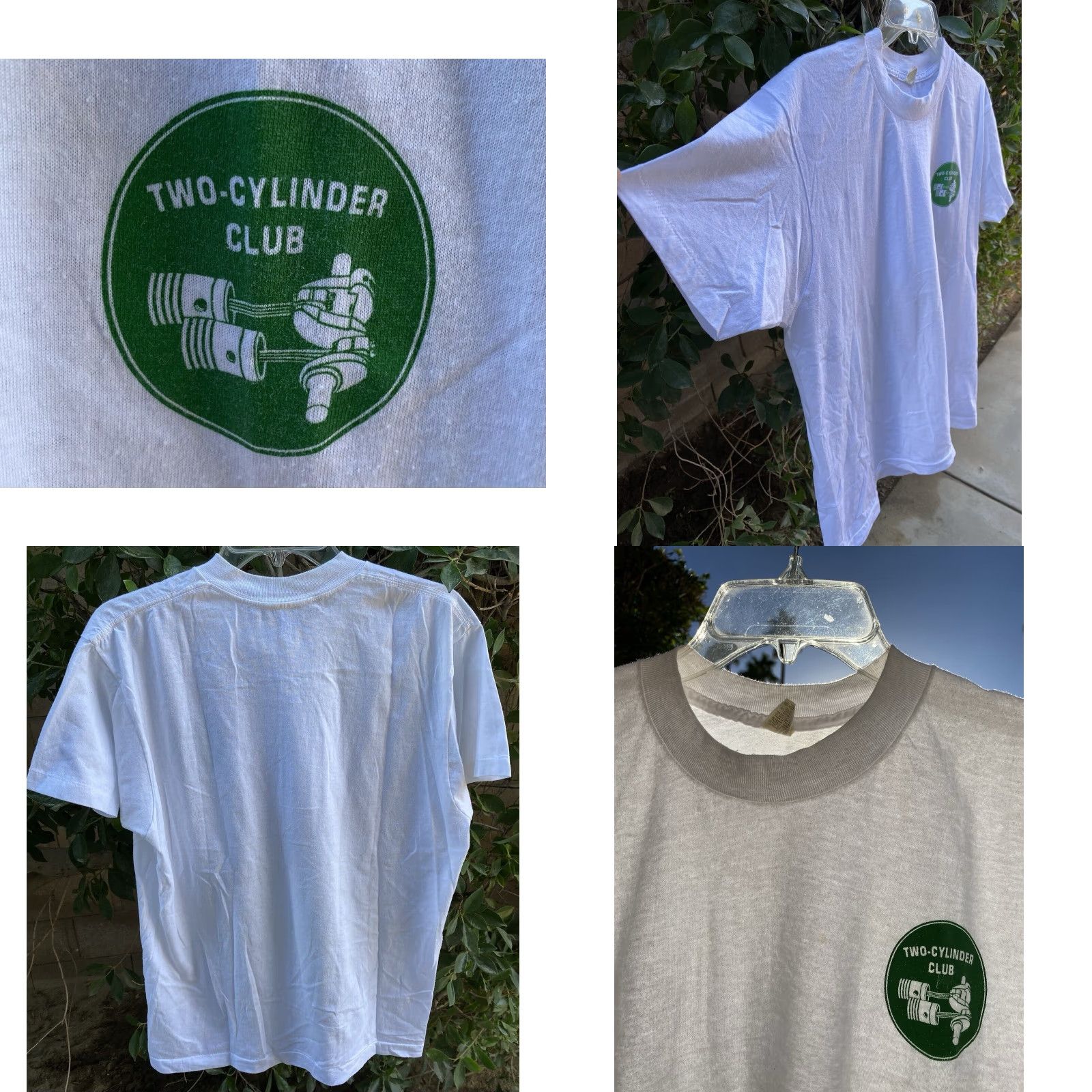 Vintage Vintage Screen Stars T-Shirt Two Cylinder Club Graphic Tee White XL Men Short Sleeve Cotton Blend **(Country of Origin: United States)** Size US XL / EU 56 / 4 - 8 Thumbnail