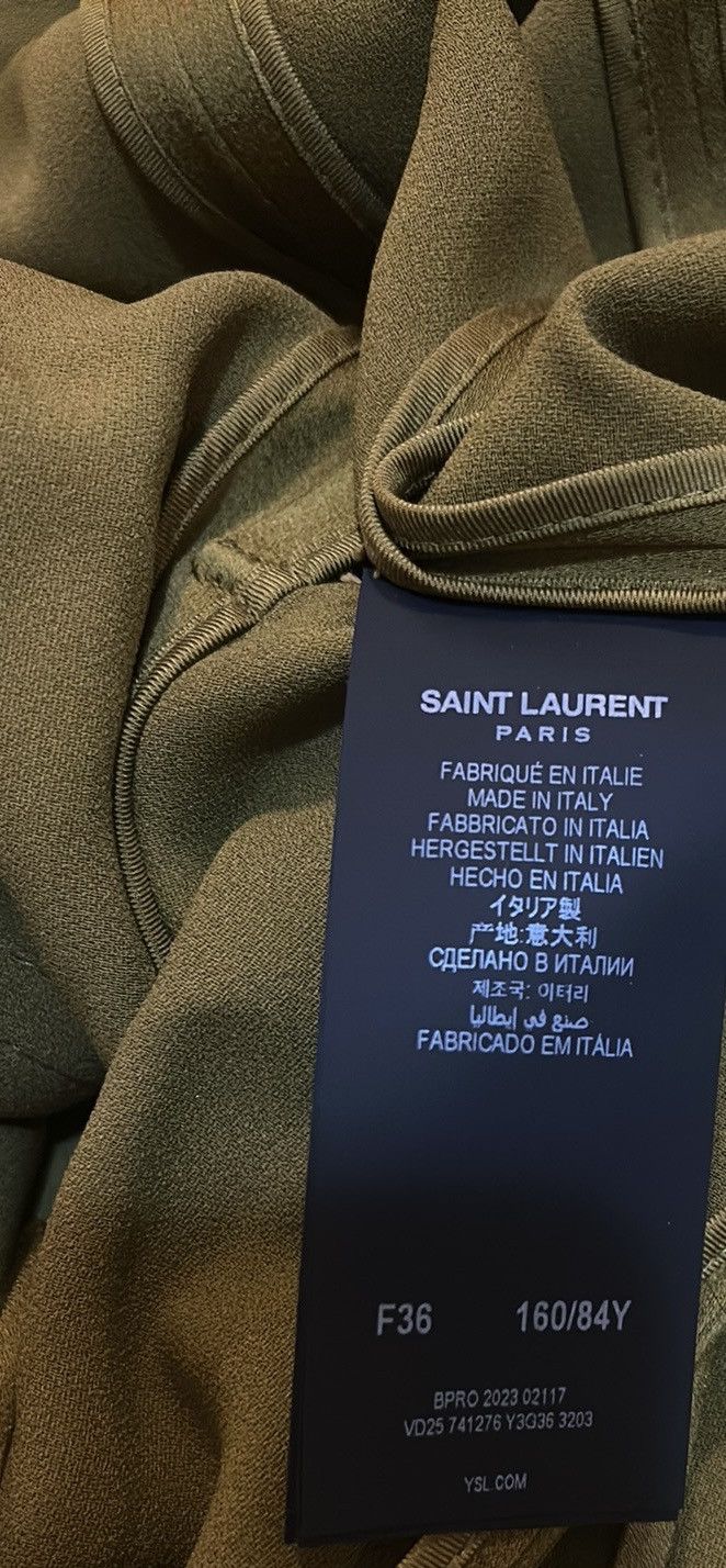 Saint Laurent Paris Saint Laurent Satin Crepe Belted Hooded Jacket Vert Mousse Size XS / US 0-2 / IT 36-38 - 9 Thumbnail