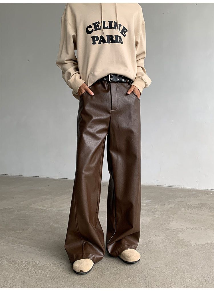 American Style Casual Pu Leather Solid Color