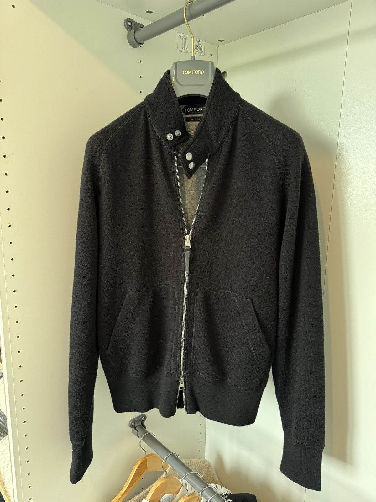 image of Tom Ford Cotton Zip Up Sweater in Black, Men's (Size Medium)