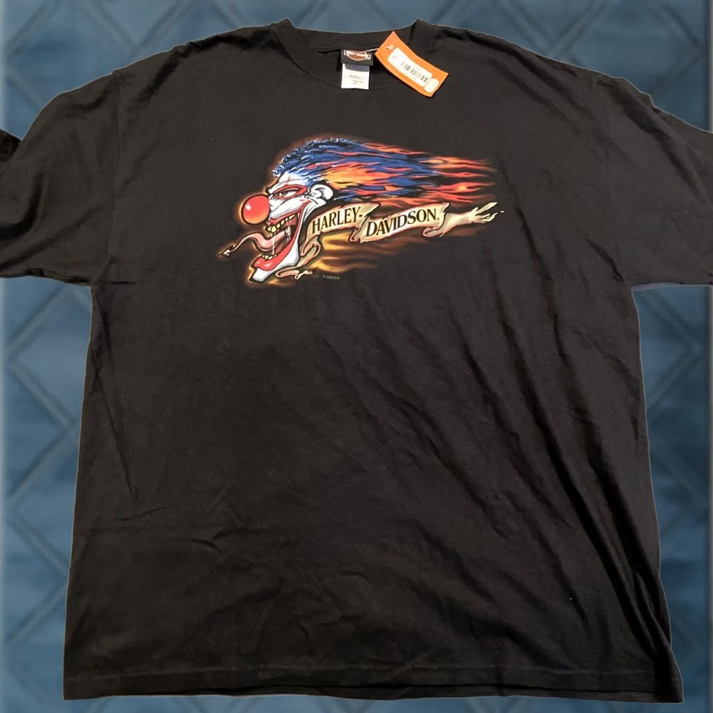Harley Davidson VINTAGE 2008 Harley-Davidson Clown T Shirt XXL 2XL Black Men Short Sleeve Shirt Mens Aldo's Bernardston MA Size US XXL / EU 58 / 5 - 1 Thumbnail