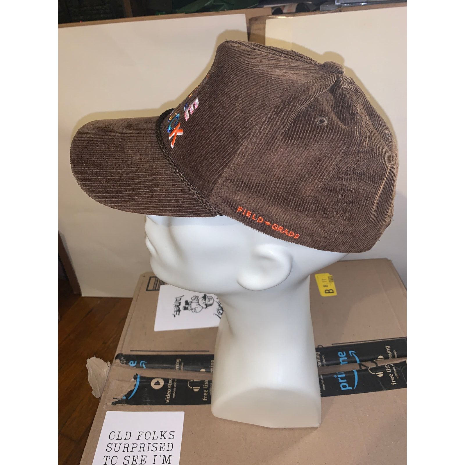 Other Field Grade All Hustle No Luck Brown Corduroy Trucker Hat Size ONE SIZE - 4 Thumbnail