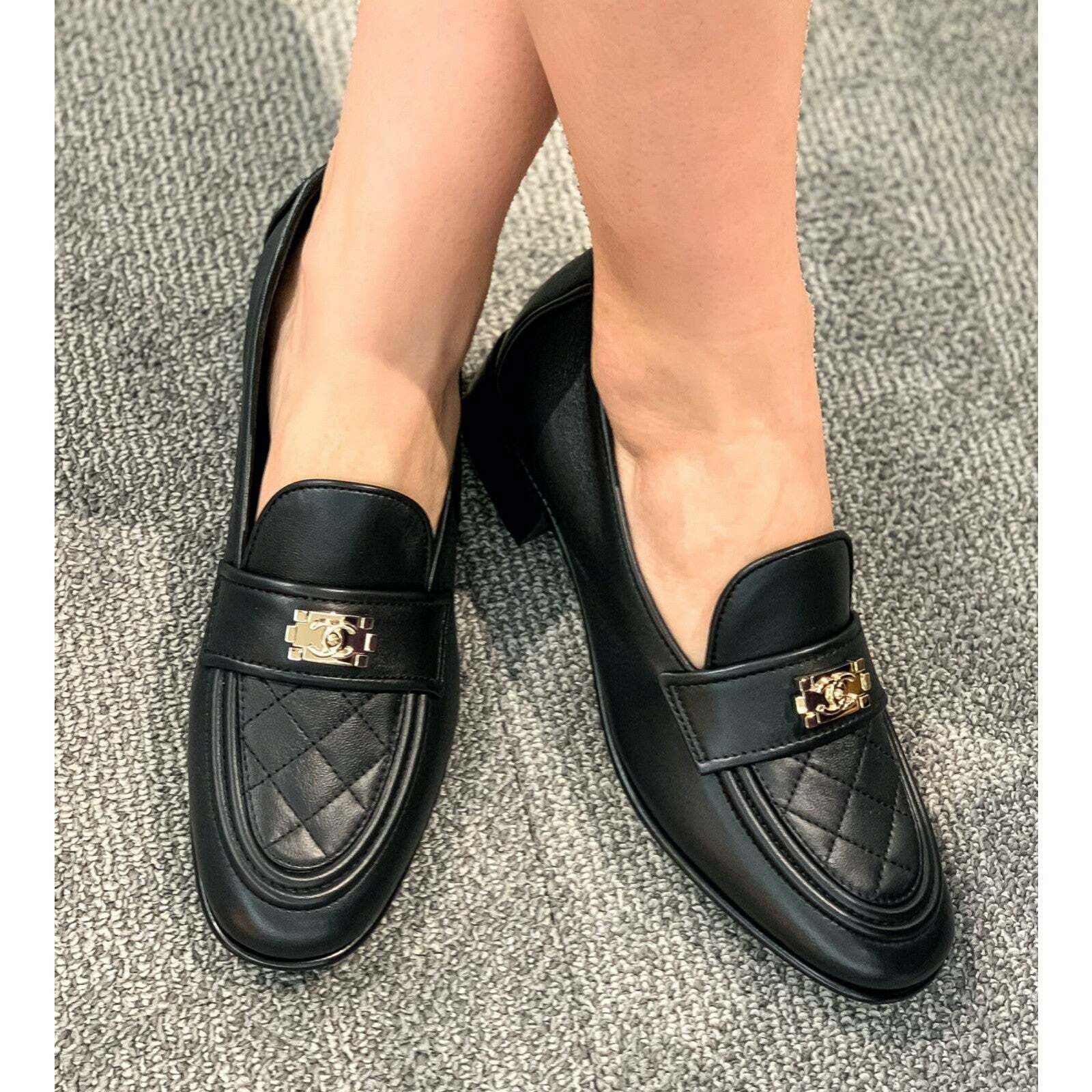 Chanel 20B Quilted Boy Lego Metal CC Mule Slip Flat Loafer 41.5 Size US 11.5 / IT 41.5 - 2 Thumbnail