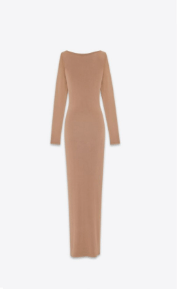 Saint Laurent Paris o1tp1o1224 Long Dress In Knit in Beige Size L / US 10 / IT 46 - 2 Thumbnail
