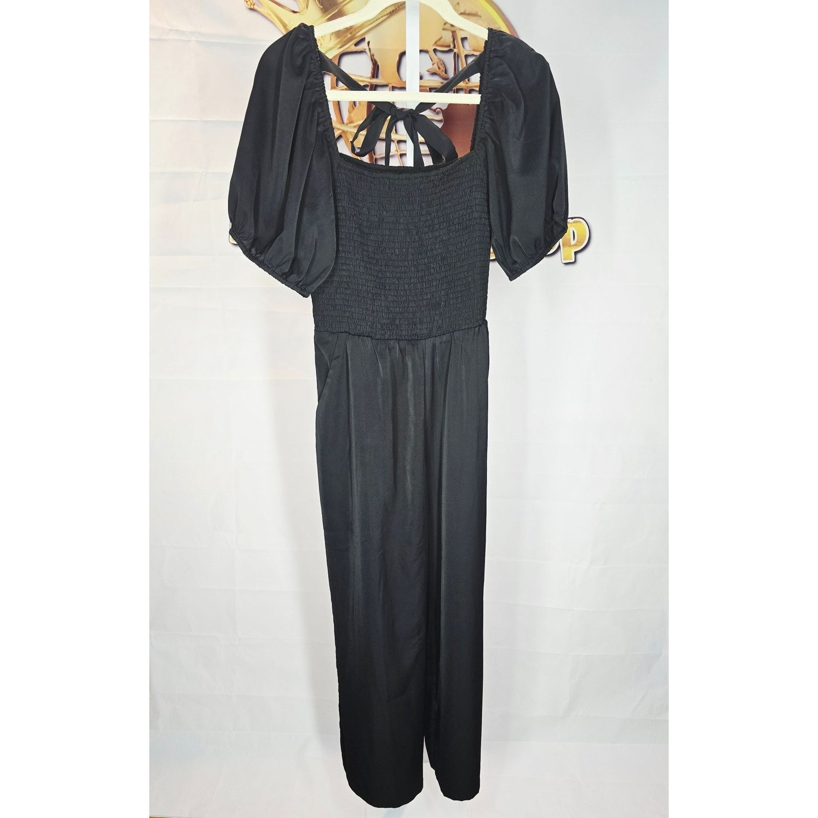 Other Welove Fashion Black Puff Sleeve Smocked Romper Jumpsuit L Size 34" / US 12 / IT 48 - 3 Thumbnail
