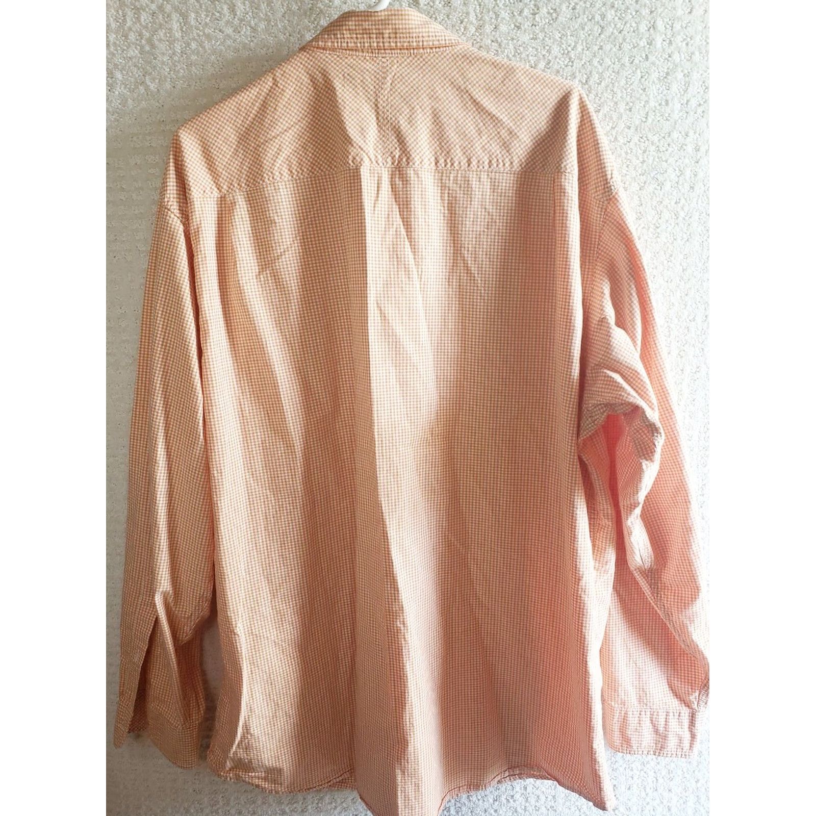 Vintage Bob Timberlake Shirt Mens XLT Orange White Check Long Sleeve Button Up Size US XL / EU 56 / 4 - 7 Thumbnail