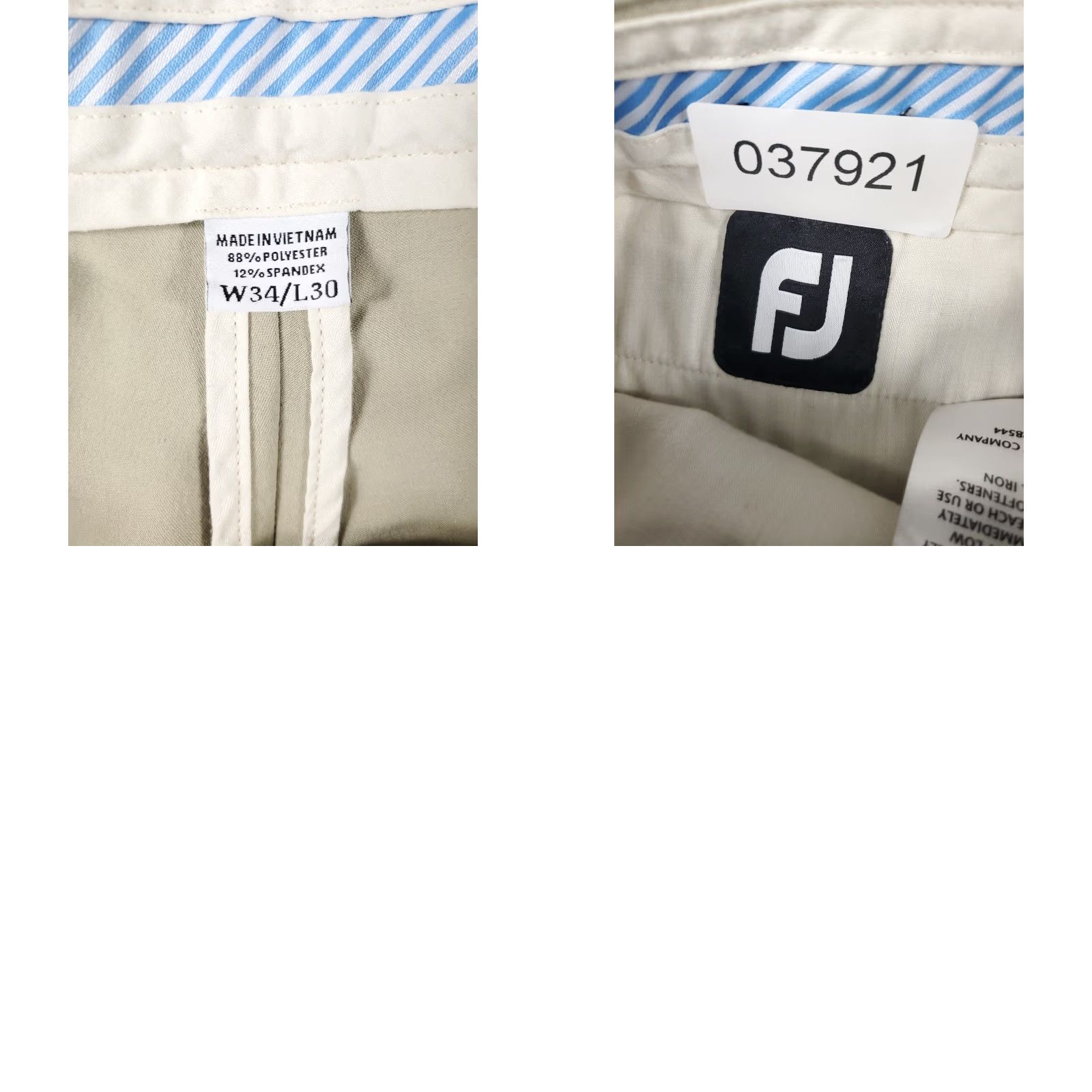 Footjoy FootJoy Chino Pants Mens 34x30 Beige Flat Front Stretch Trousers Size US 34 / EU 50 - 8 Thumbnail