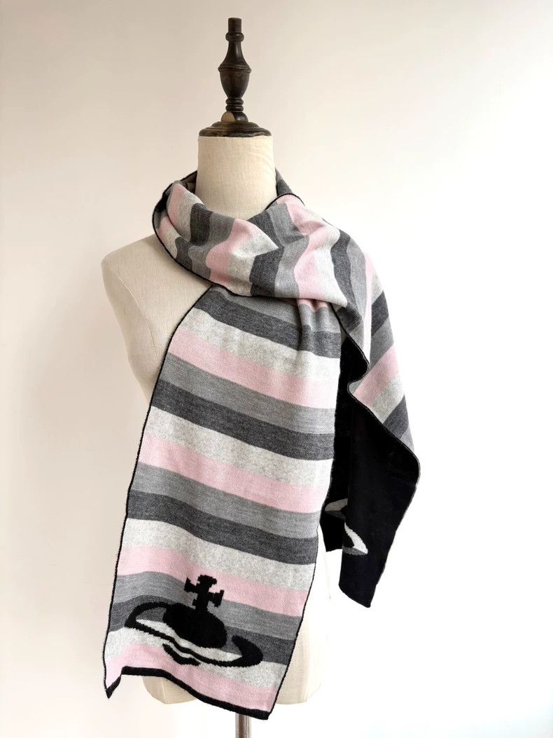 Vivienne Westwood Vivienne Westwood Black and pink striped scarf Size ONE SIZE - 5 Thumbnail