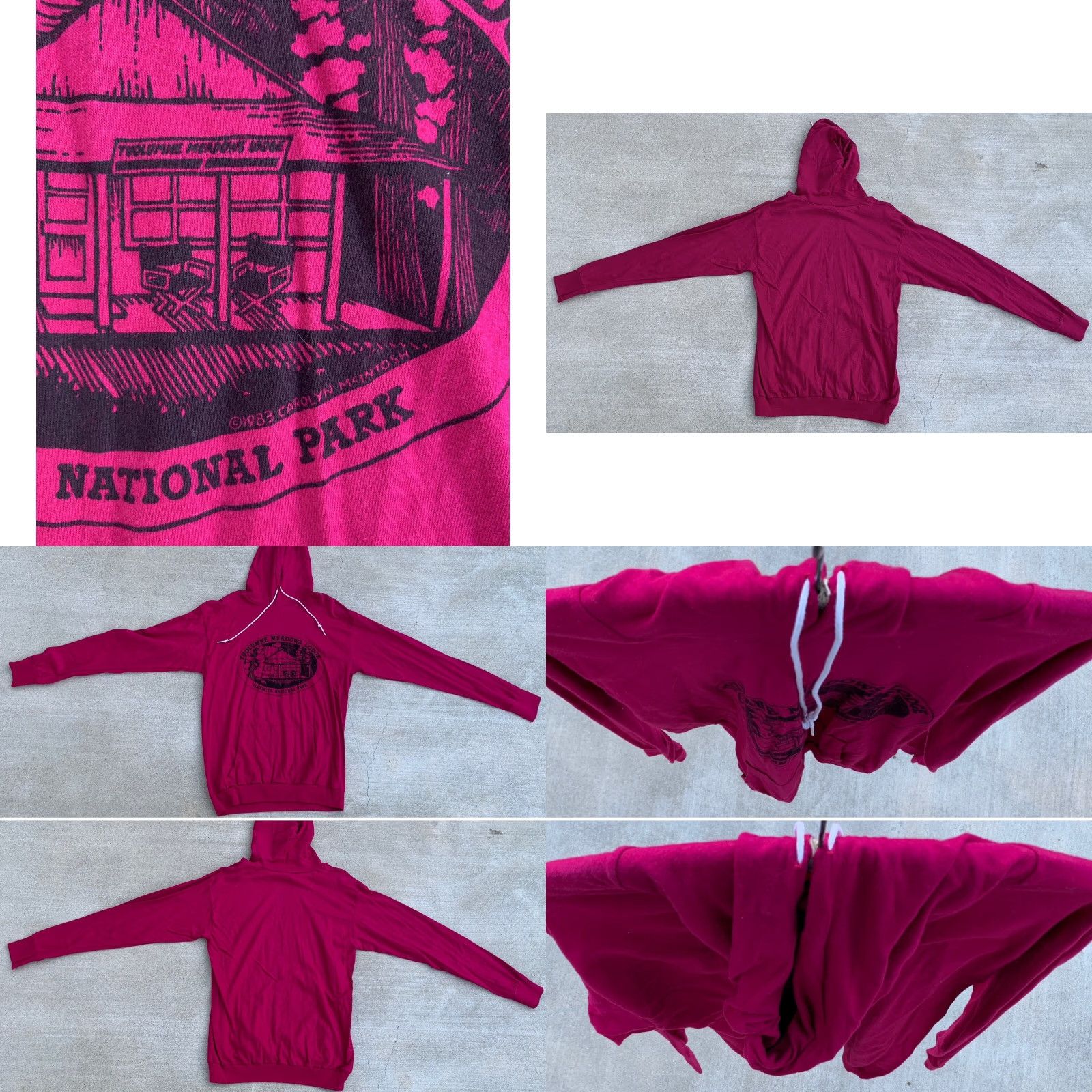 Anvil VINTAGE Anvil Hoodie T Shirt Men's 1980s L Pink Graphic Tee Yosemite Tuolumne Meadows Lodge Night Park CrowdStyle? Size US L / EU 52-54 / 3 - 10 Thumbnail