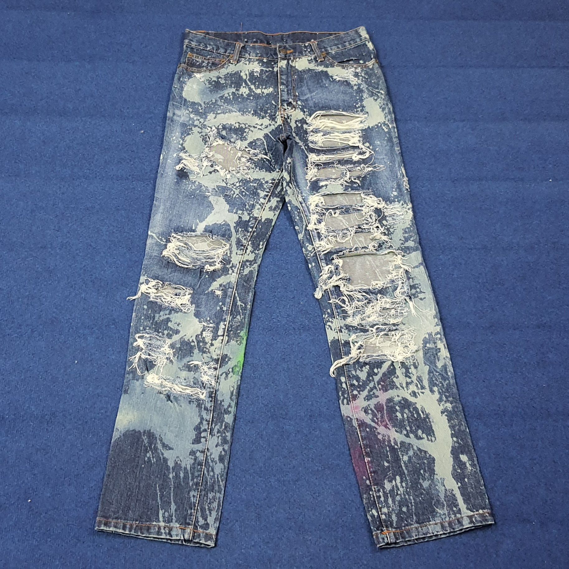 Vintage Vintage D/EX Denim Exchange Distressed Paint Jeans C272N2 Size US 33 - 1 Thumbnail
