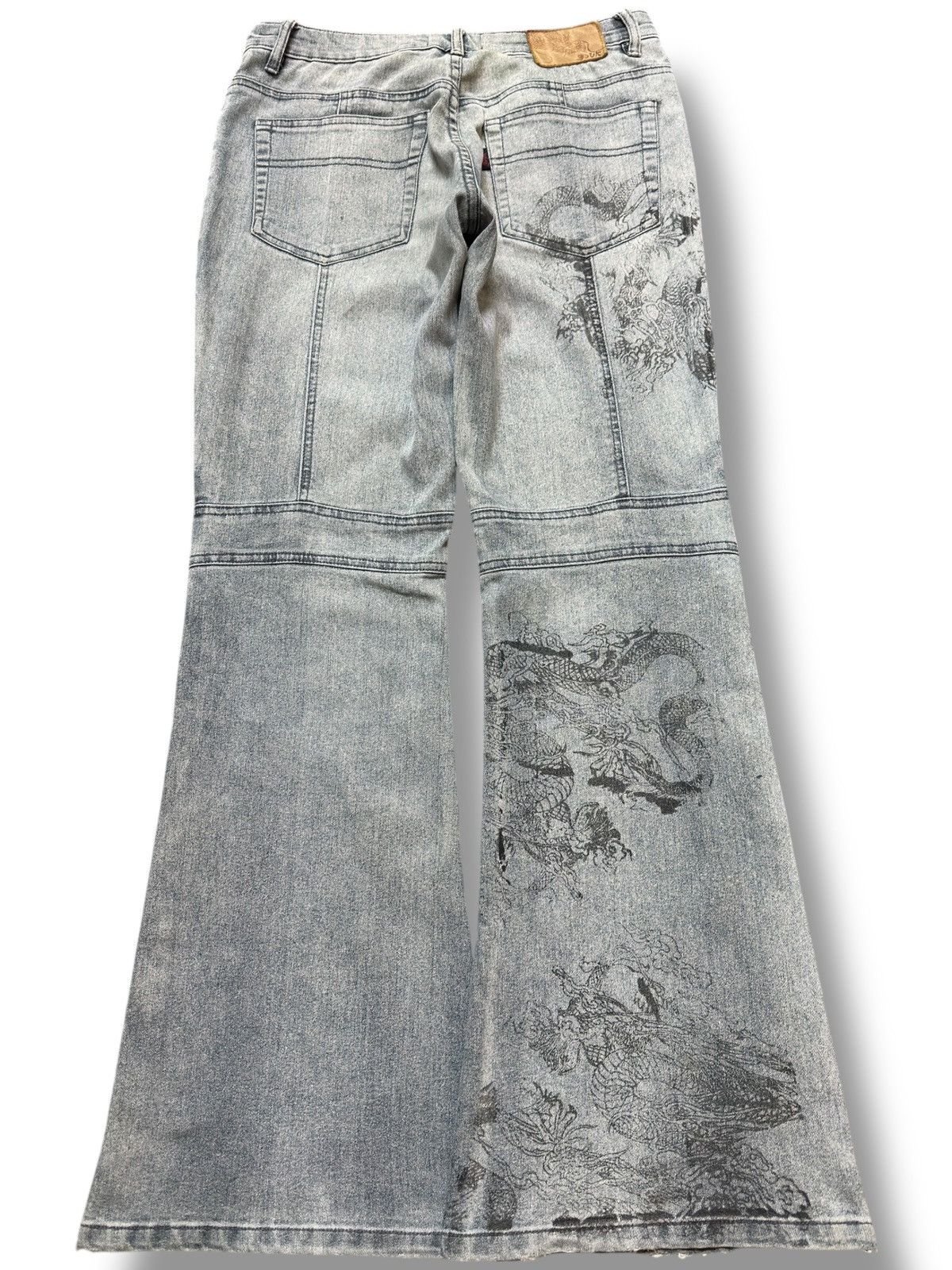 Kapital Vintage Souk Flare Bootcut Dragon Essence Faded Denim Size US 30 / EU 46 - 8 Thumbnail