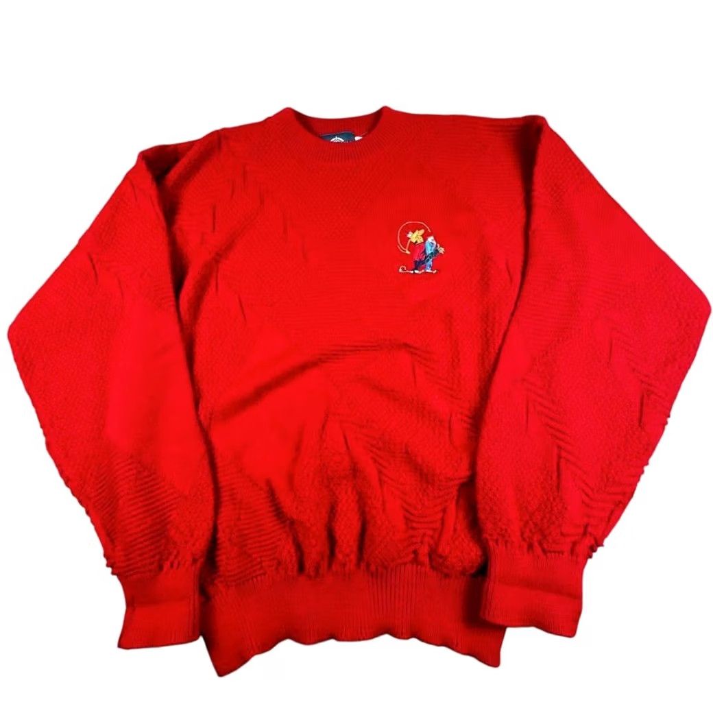 Jantzen VINTAGE Jantzen Golf Sweater Pullover Mens Large Knit 90s 80s Red Crew Neck Size US L / EU 52-54 / 3 - 2 Thumbnail