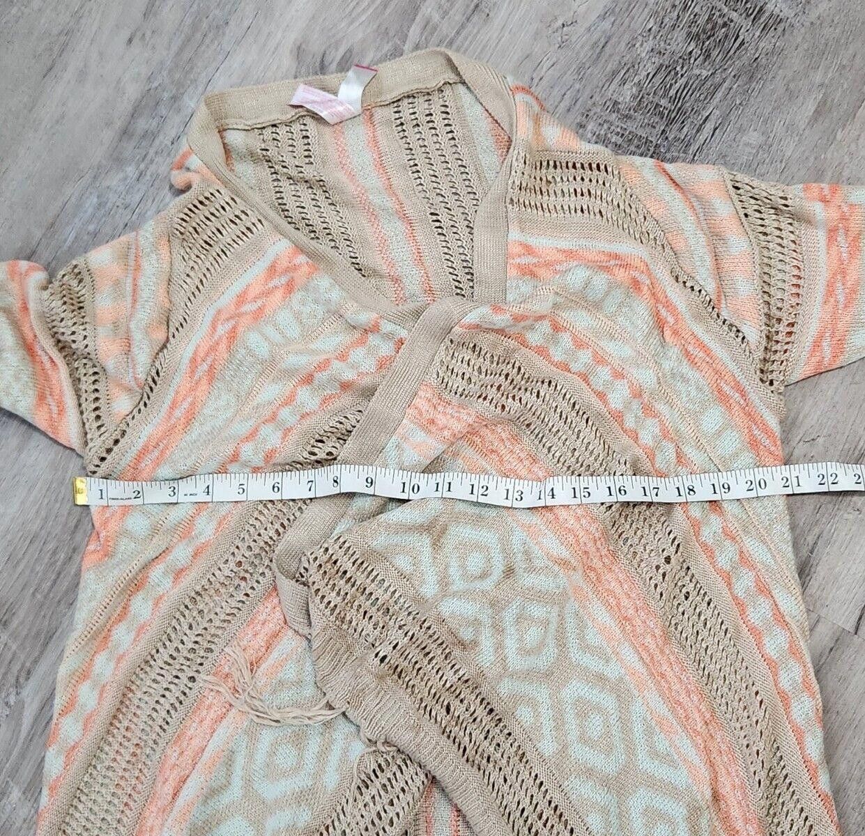 Designer No Boundries Sweater Large Beige Aztec Fringe Orange hem Size L / US 10 / IT 46 - 6 Thumbnail
