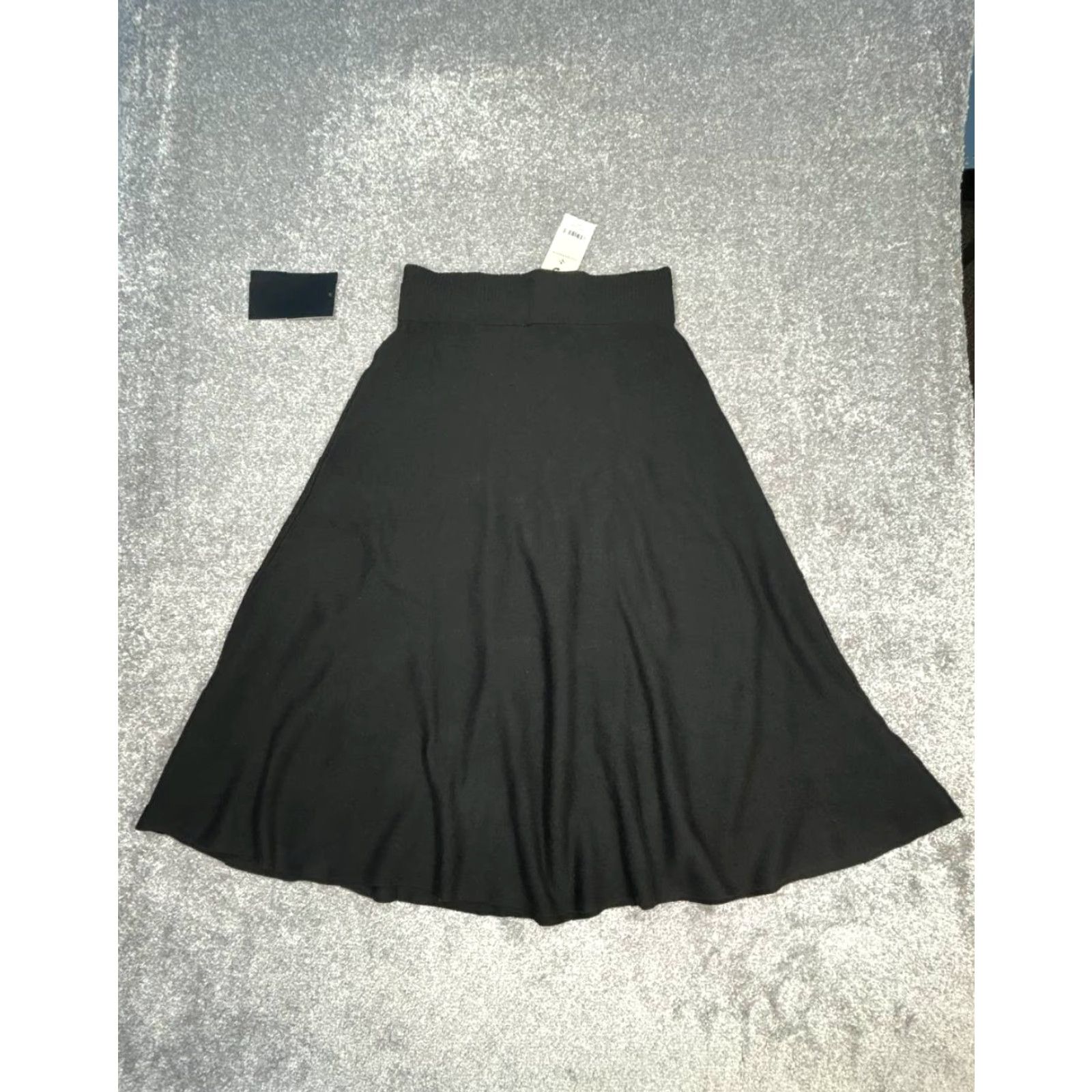 Vintage Tuckernuck Xena Midi Skirt Womens Large Black A-Line Knit Stretch Outdoor New Size 36" / US 14 / IT 50 - 2 Thumbnail