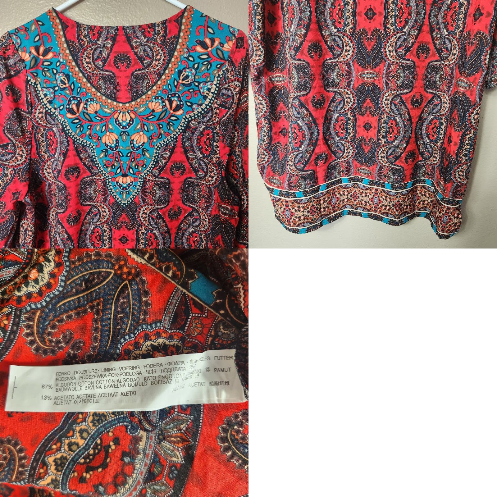 Vintage NLW Boho Paisley Mixed Print Mini Shift Dress-Size L (NWT) Size L / US 10 / IT 46 - 8 Thumbnail