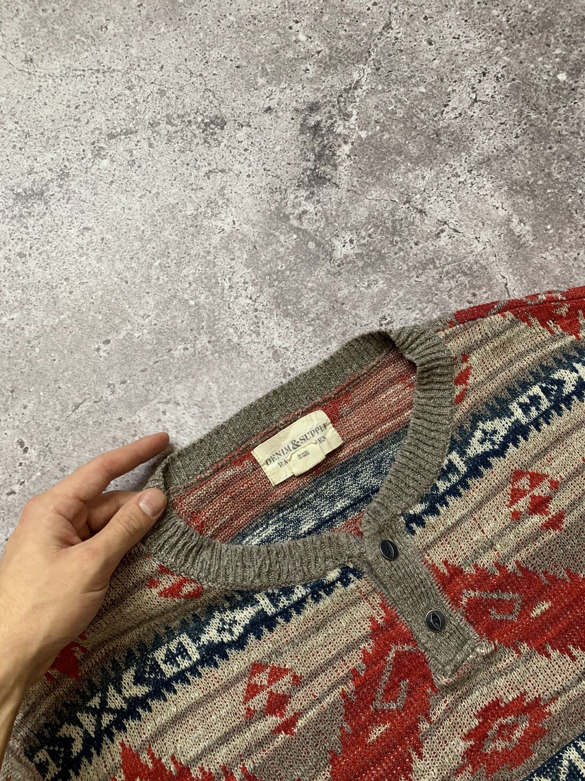 Denim & Supply Ralph Lauren × Vintage DENIM SUPPLY RALPH LAUREN RRL SWEATER KNITTED TEXAS INDIGO Size US XXL / EU 58 / 5 - 2 Thumbnail