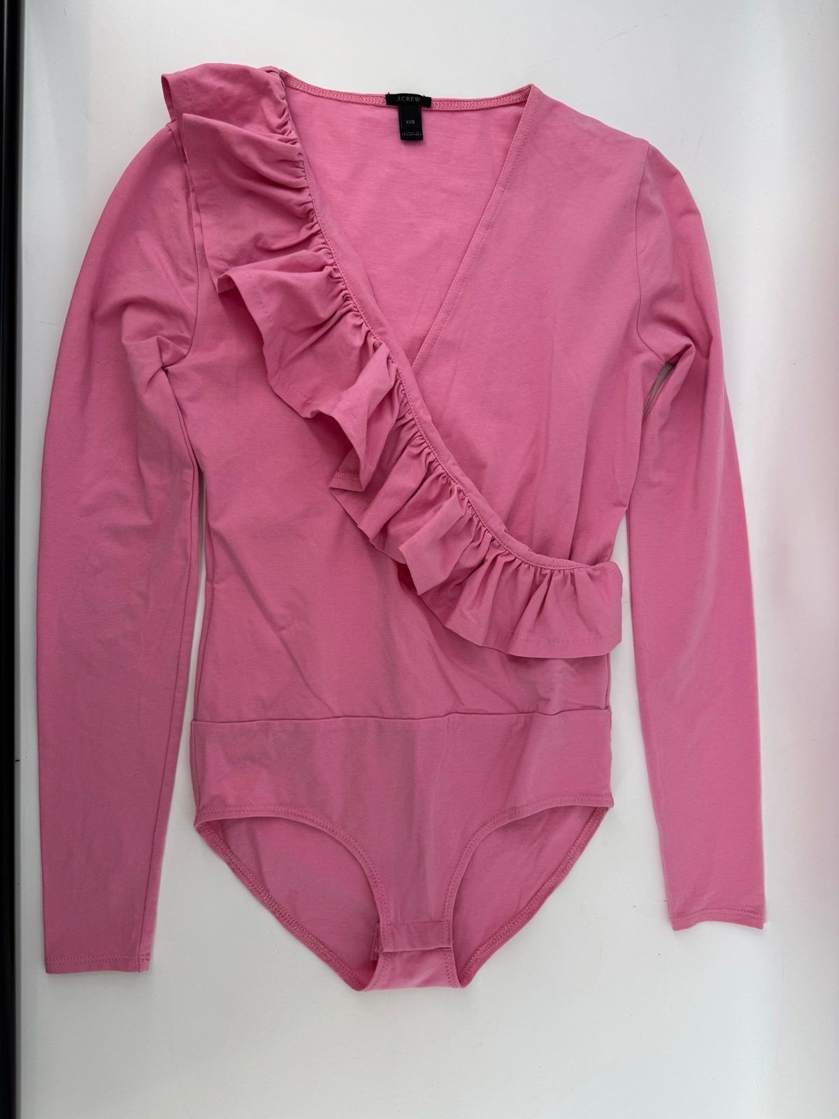 J.Crew J.Crew Pink Ruffle-Front Wrap V-Neck Bodysuit XXS Size XXS / US 00 / IT 34 - 1 Thumbnail