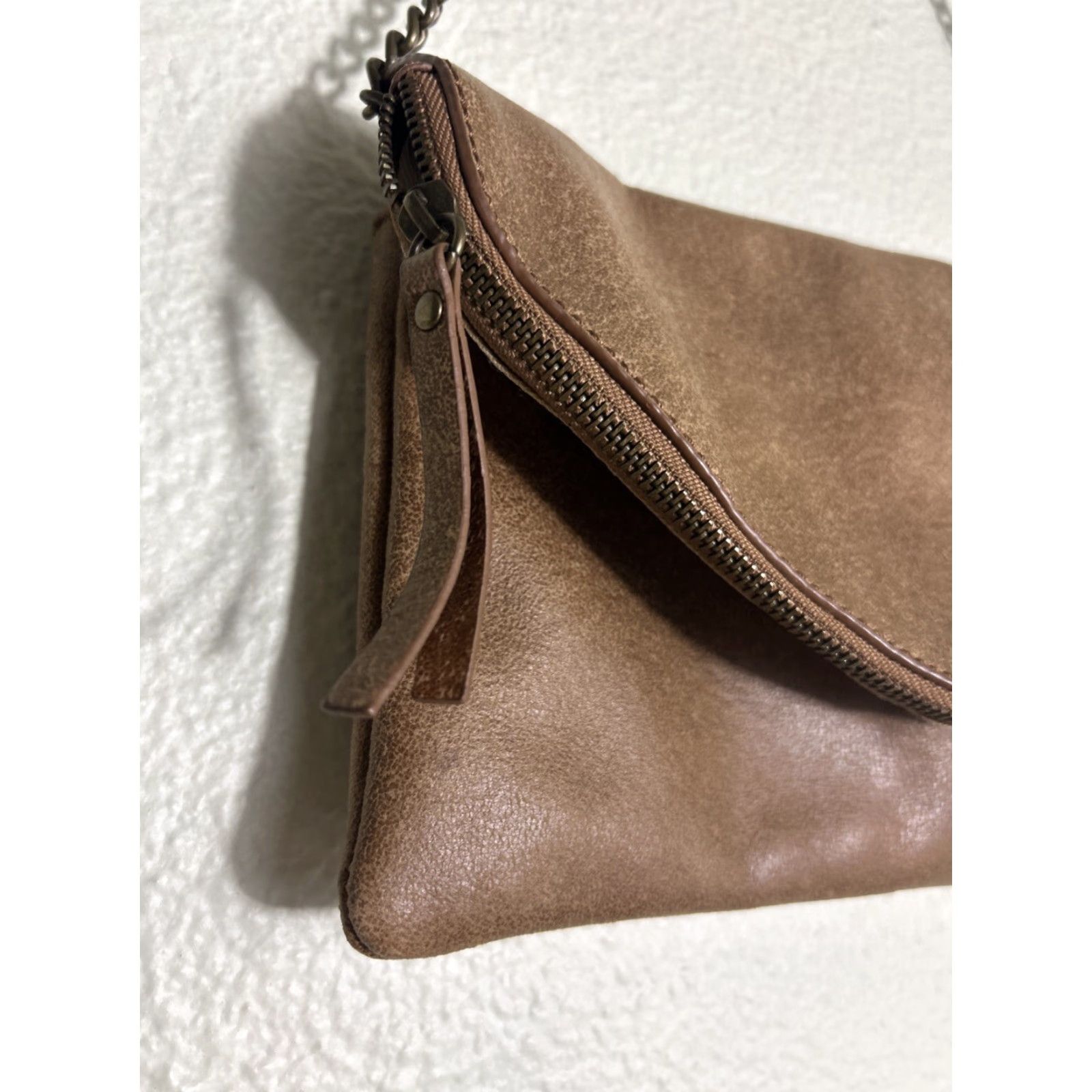 J.Crew J.CREW Clutch Shoulder Bag Brown Leather Chain Flap 10.5x6.5 Womens Bag Size ONE SIZE - 2 Thumbnail