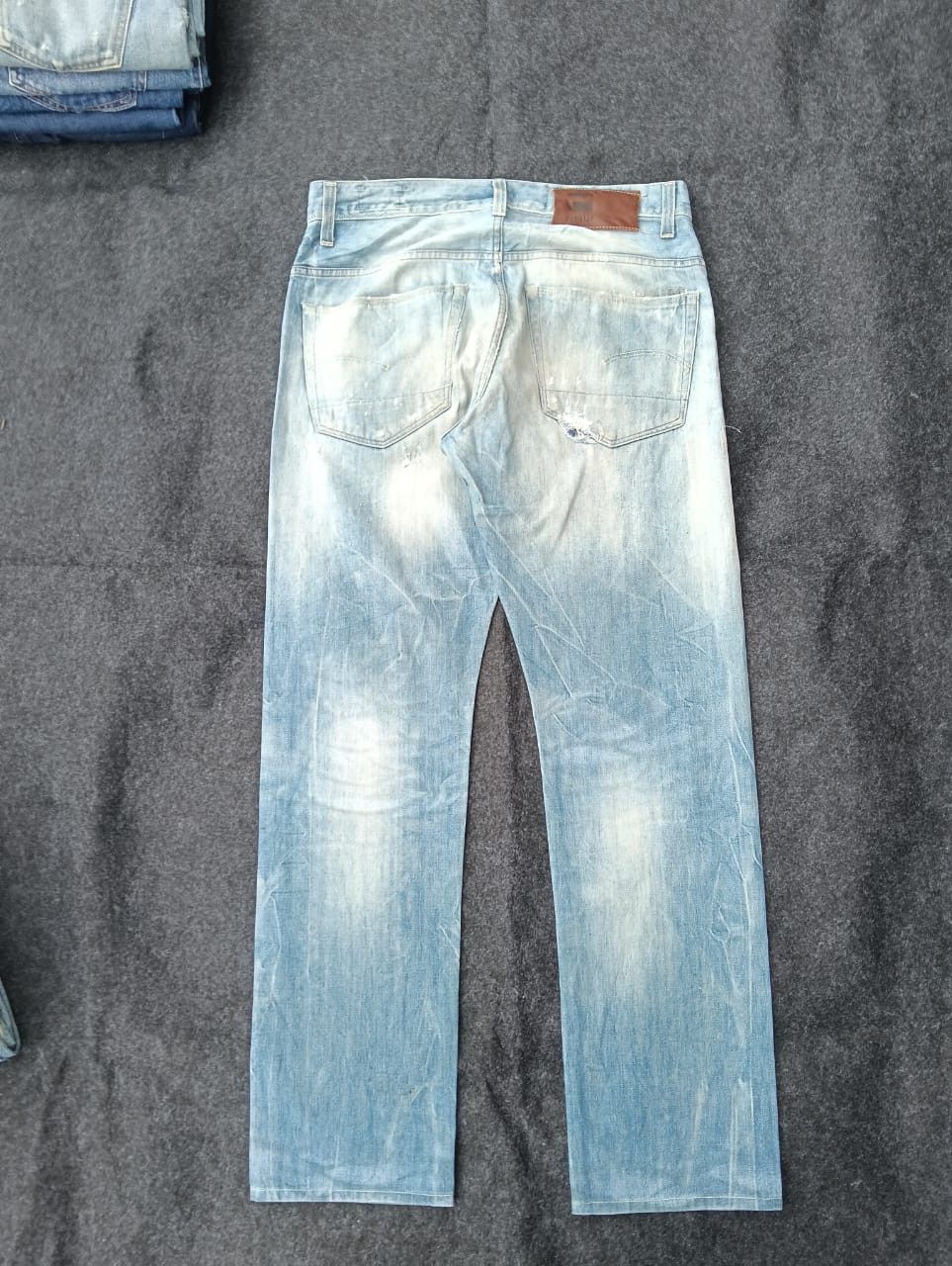 G-Star G-Star RAW 3301 Light Blue Distressed Jeans Paint Splatter. Size US 31 - 2 Thumbnail