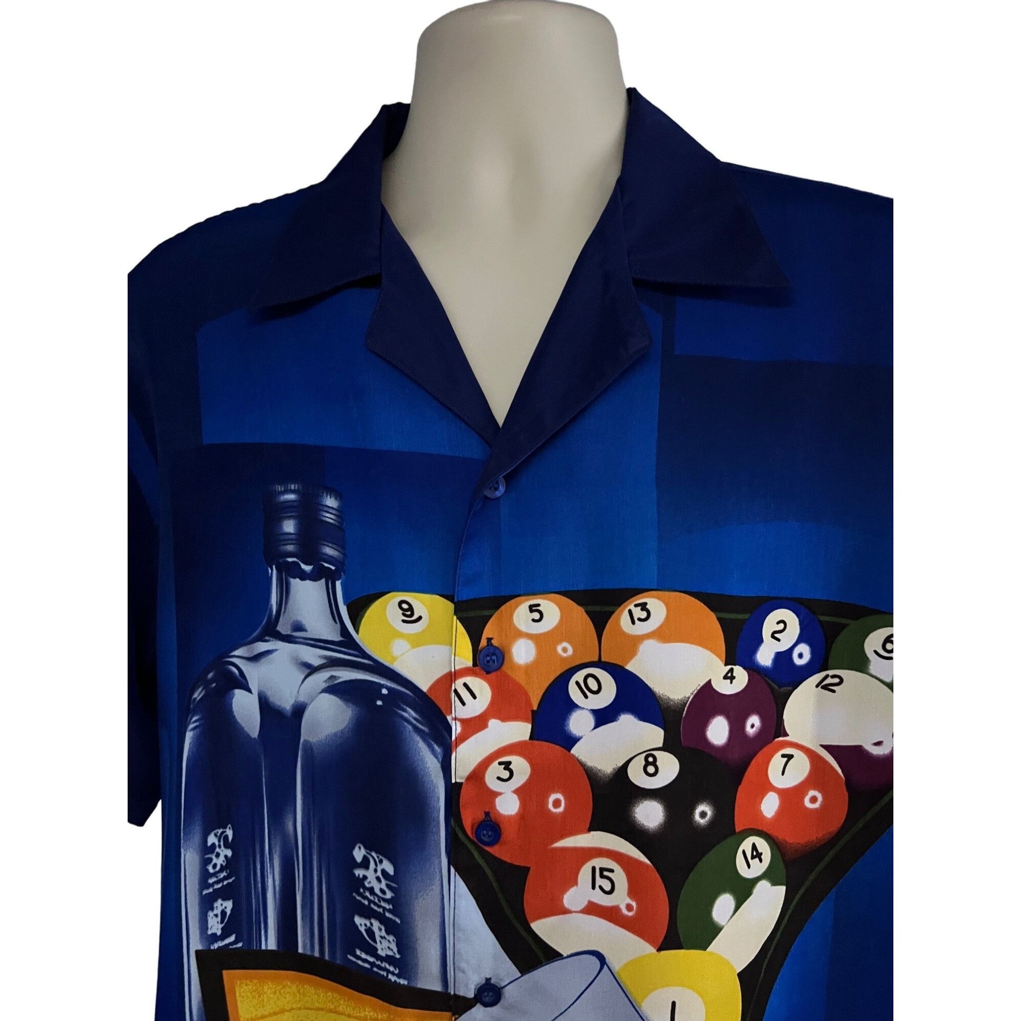 Vintage Blue Graphic Billiards Pool Cocktails Cigars Button Shirt Size US M / EU 48-50 / 2 - 4 Thumbnail