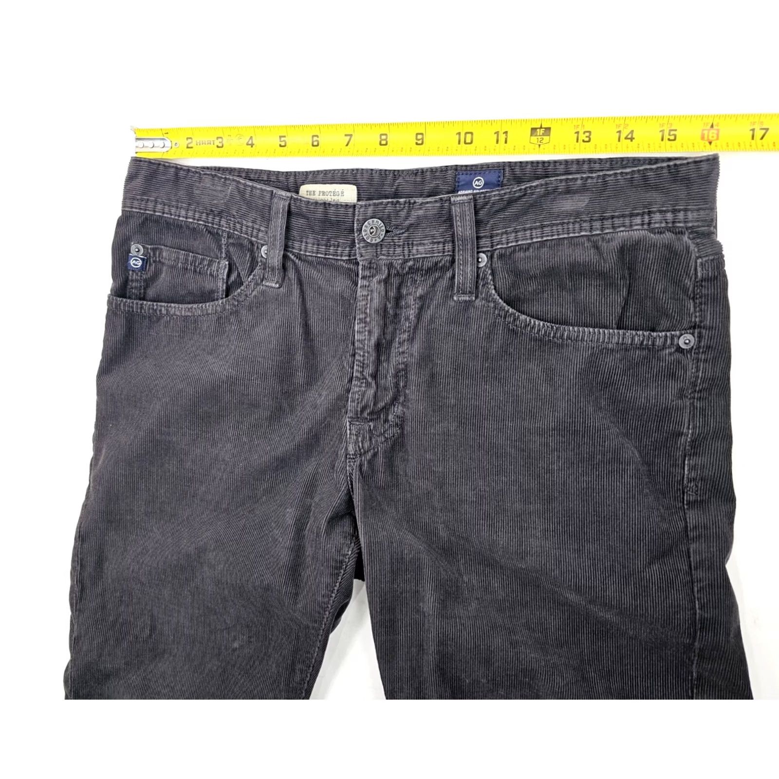 Vintage AG Adriano Goldschmied Protegé Corduroy Pants Men 32 x 29.5 Gray Pima Cotton Corduroy Chino Straight 5-Pocket AG The Protégé Mens Size US 32 / EU 48 - 6 Thumbnail