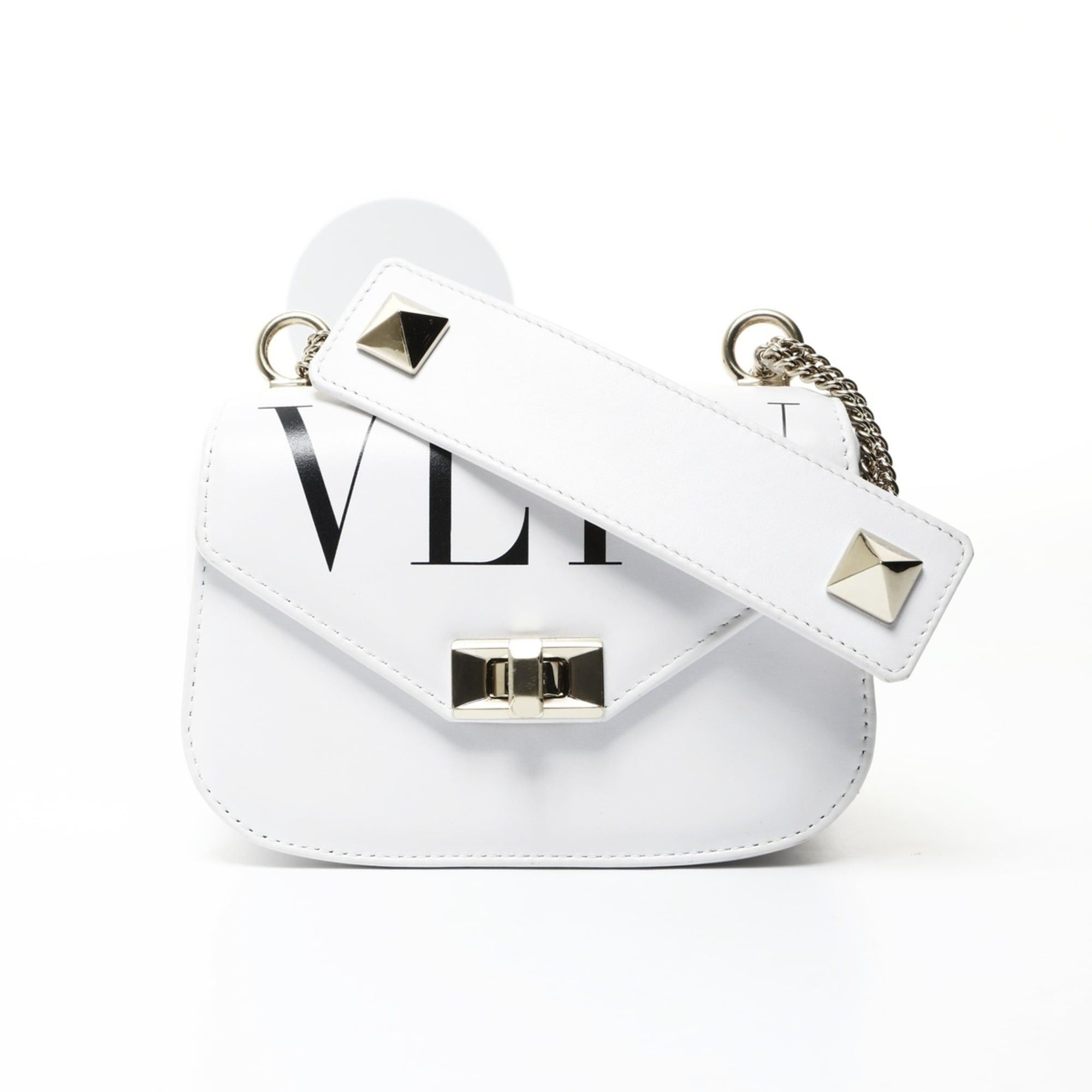 Valentino Valentino Small VLTN Leather Shoulder Bag in White Size ONE SIZE - 1 Thumbnail