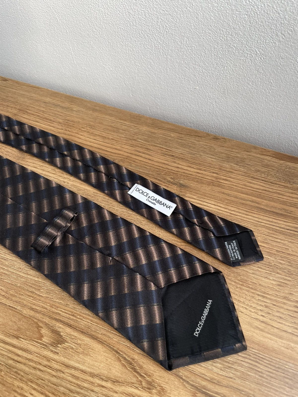 Dolce & Gabbana Dolce & Gabbana DG Men's Silk Brown Black Tie Cravatte Size ONE SIZE - 9 Thumbnail