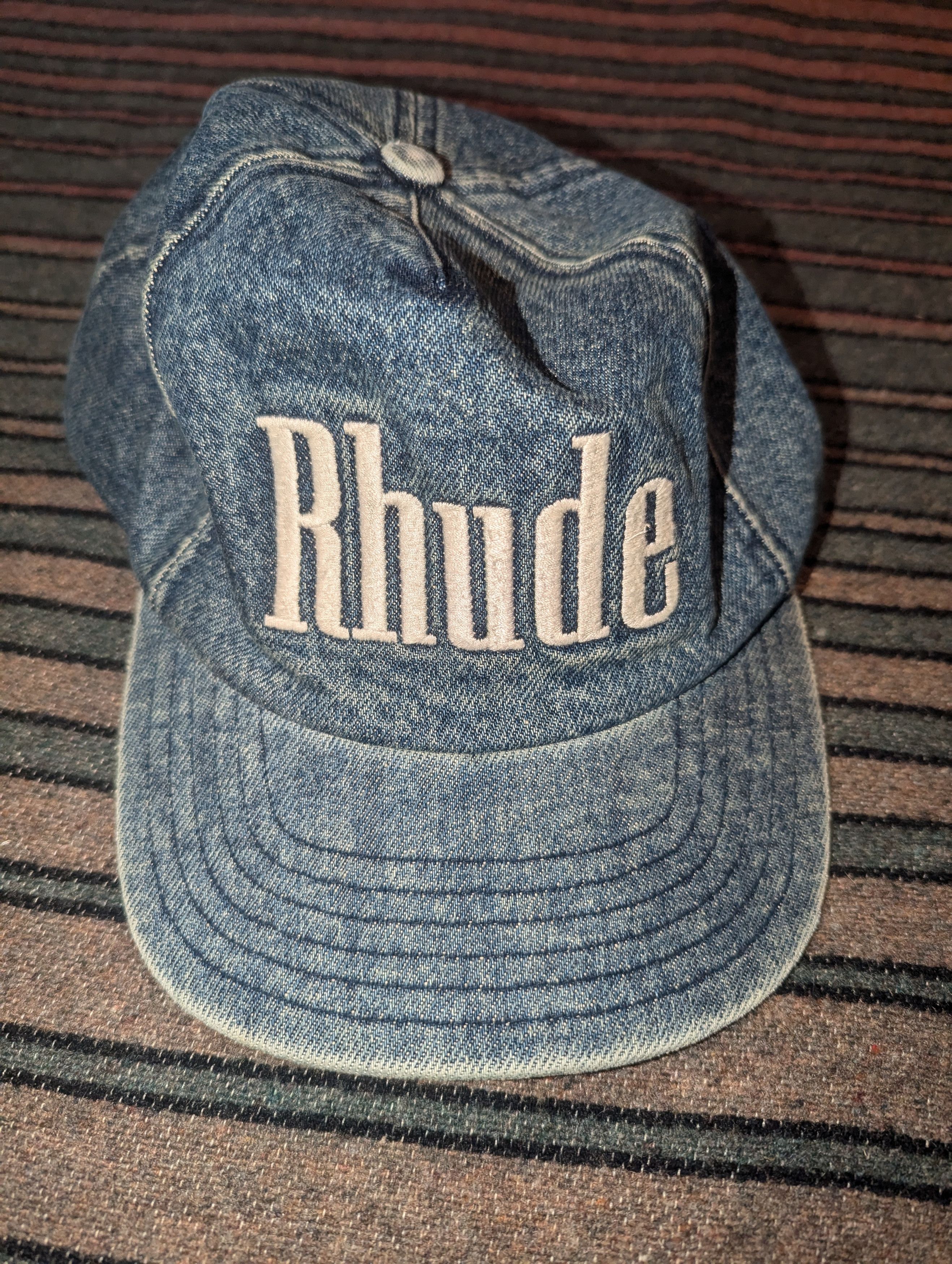Rhude RHUDE WASHED DENIM LOGO HAT Size ONE SIZE - 4 Thumbnail