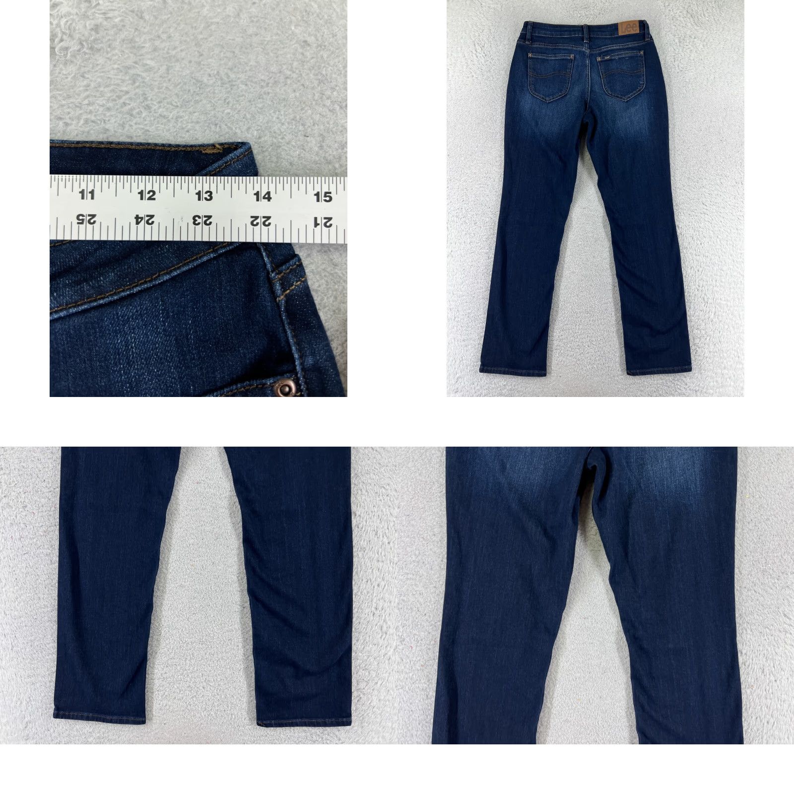 Lee Lee Blue Denim Jeans Regular Womens 26x28 4 Straight Leg Dark Wash Cotton 5-Pocket Designer American Size 27" / US 4 / IT 40 - 9 Thumbnail