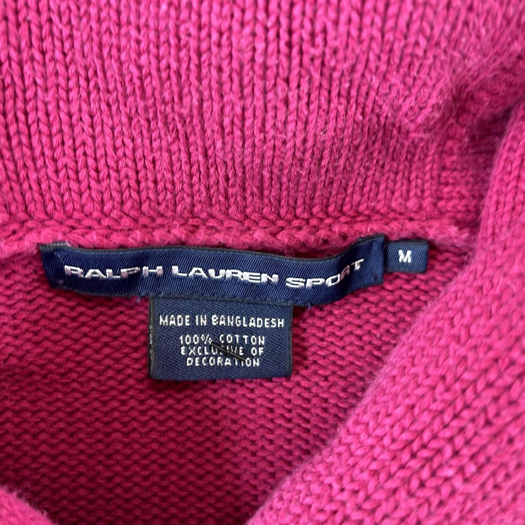 Polo Ralph Lauren Ralph Lauren Sport Sweater Womens Medium Pink Shawl Collar Cotton Pullover Size M / US 6-8 / IT 42-44 - 2 Thumbnail