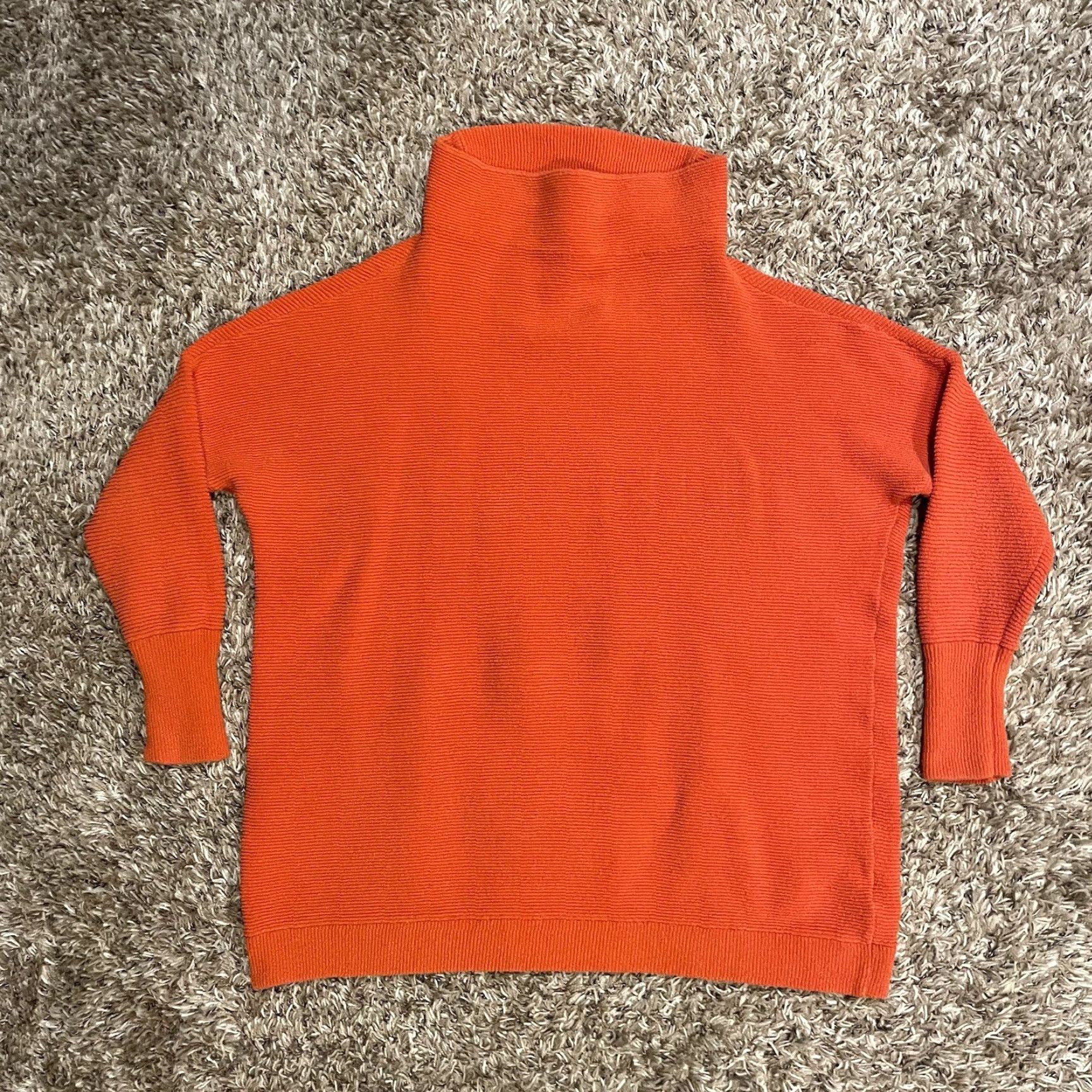 Free People Sweater Shirt Women S Orange Bohemian Oversized Mock Neck Raglan Sleeve Knit Pullover 90s/Classic Designer Brand Regular main image 4
