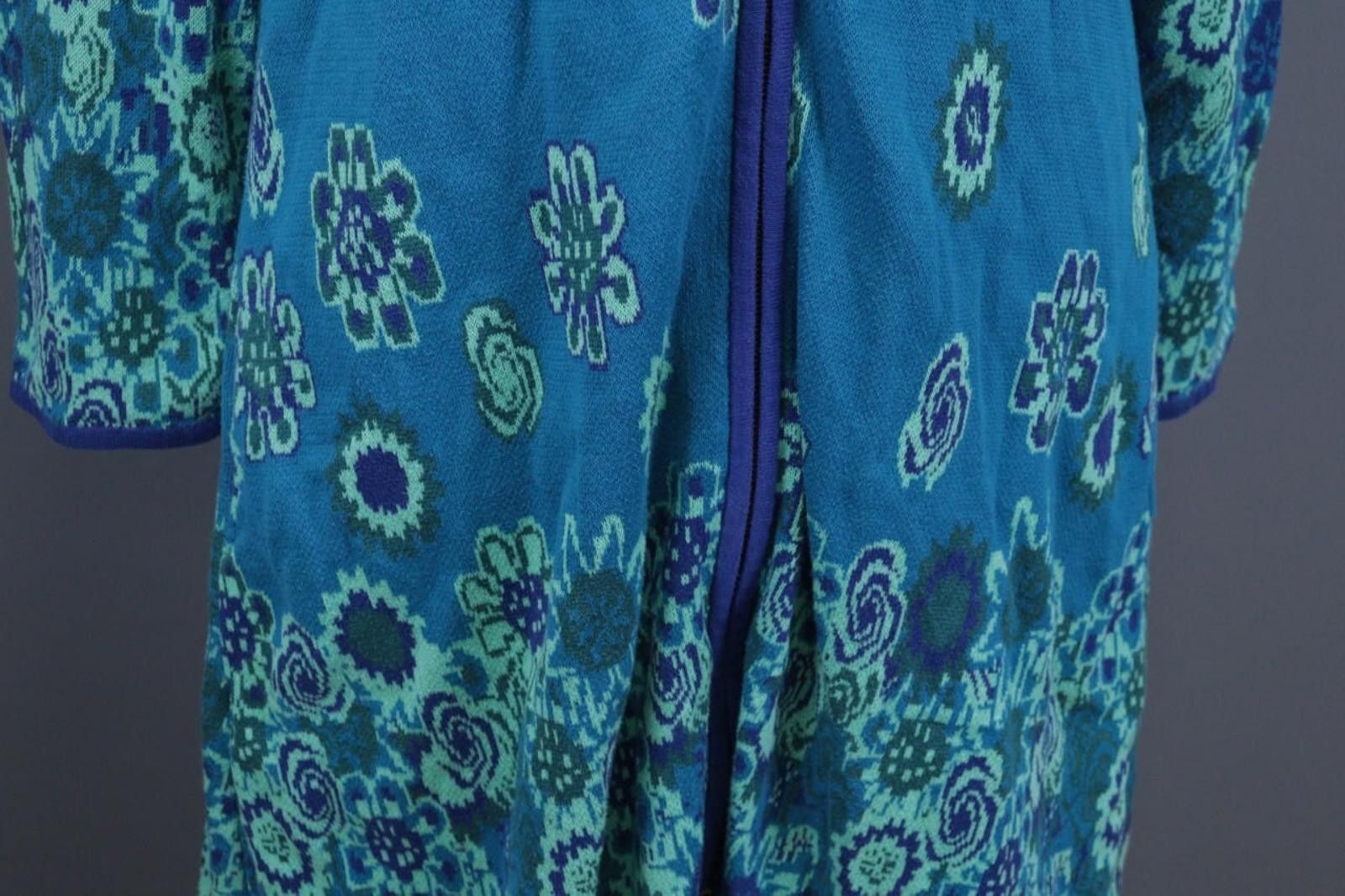 Designer Deerberg Blue Full Zip Floral Lagenlook Coat Jacket Size L Size L / US 10 / IT 46 - 8 Thumbnail