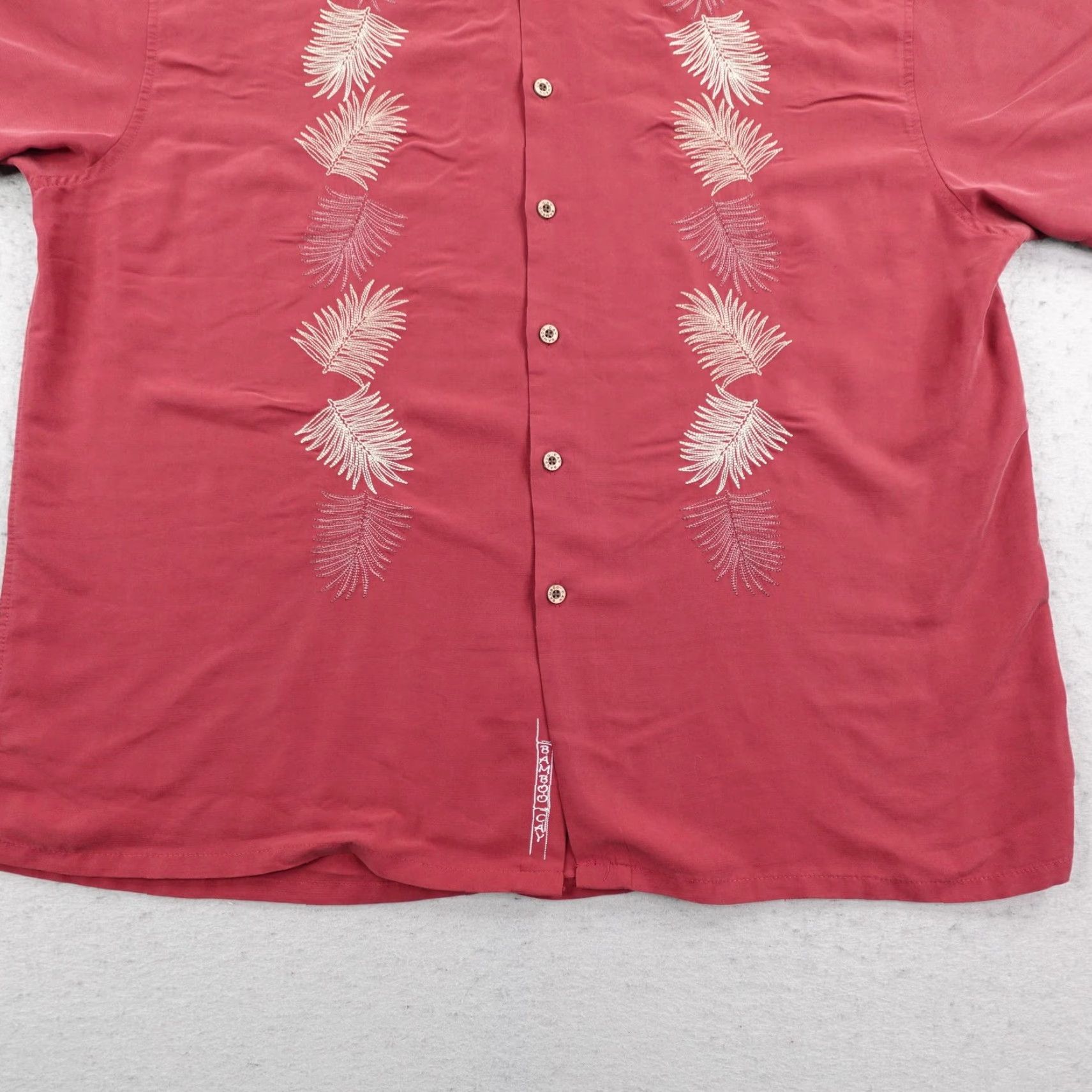 Vintage Bamboo Cay Shirt Mens 2XL Red Embroidered Camp Hawaiian Button Up Lounge Aloha Size US XXL / EU 58 / 5 - 3 Thumbnail