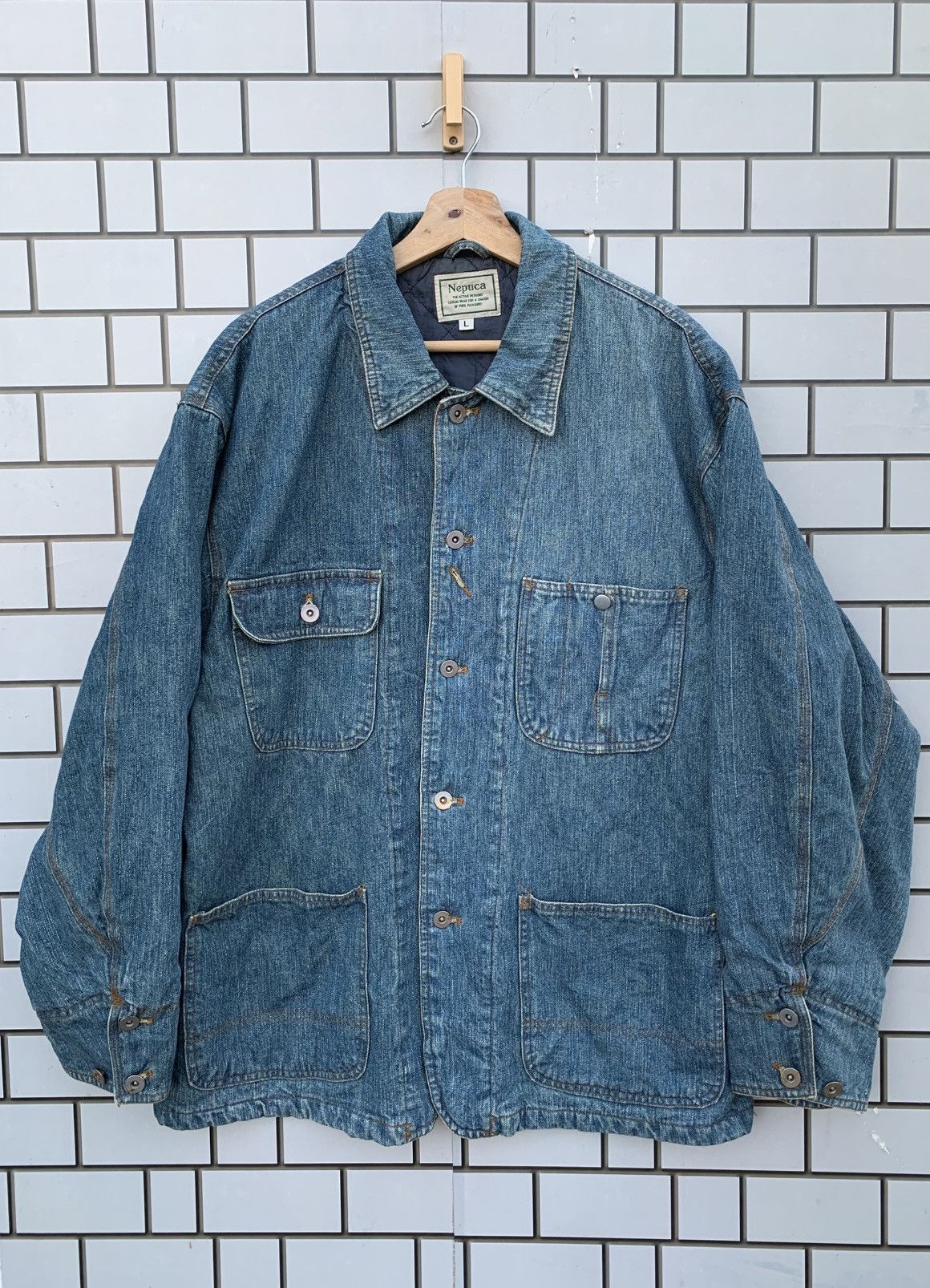 Indigo × Japanese Brand × Vintage Vintage Japanese Brand Nepuca Workwear Denim Jacket Size US L / EU 52-54 / 3 - 1 Thumbnail