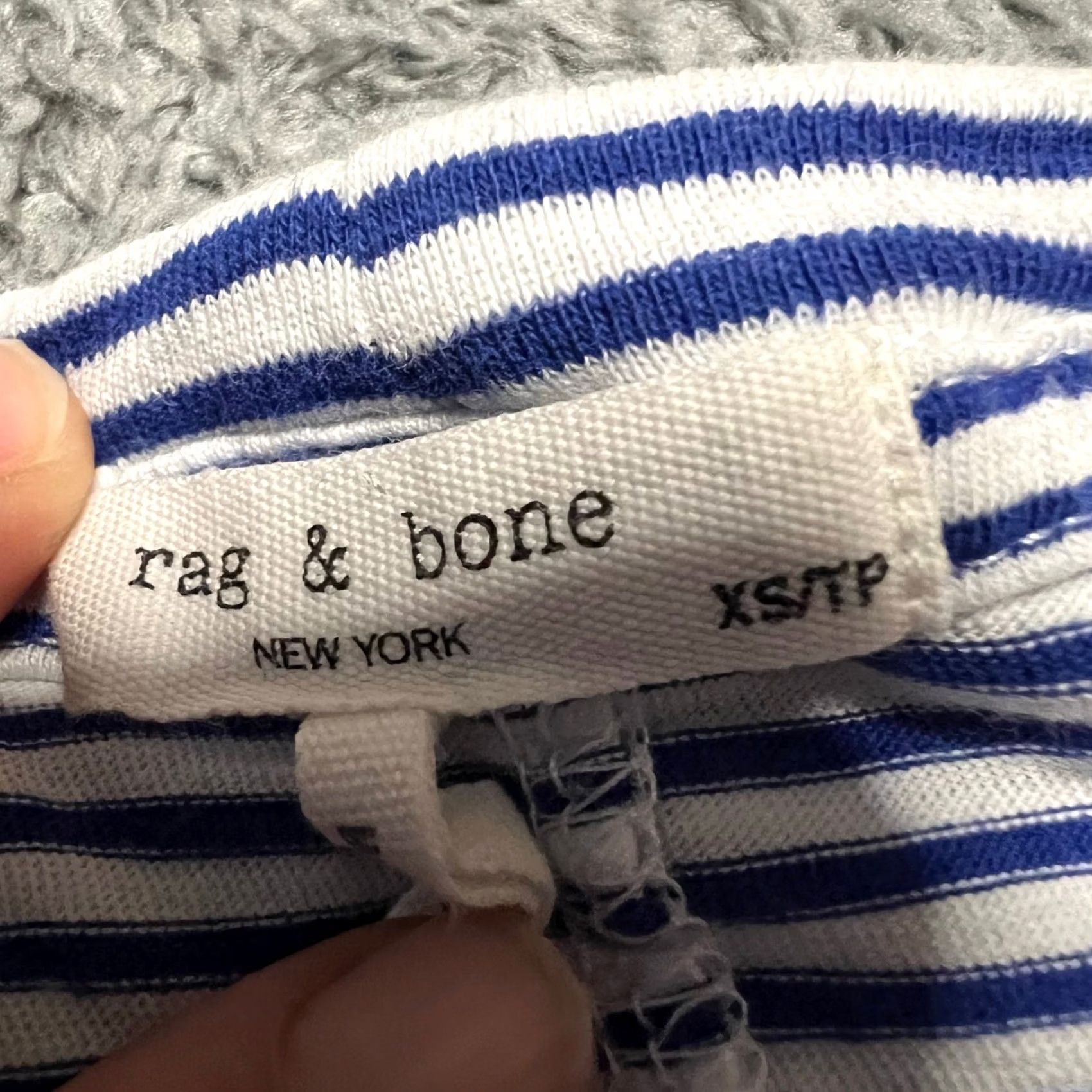 Rag & Bone Rag & Bone T Shirt Womens XS Crew Neck Blue Striped Pima Cotton Short Sleeve Size XS / US 0-2 / IT 36-38 - 6 Thumbnail