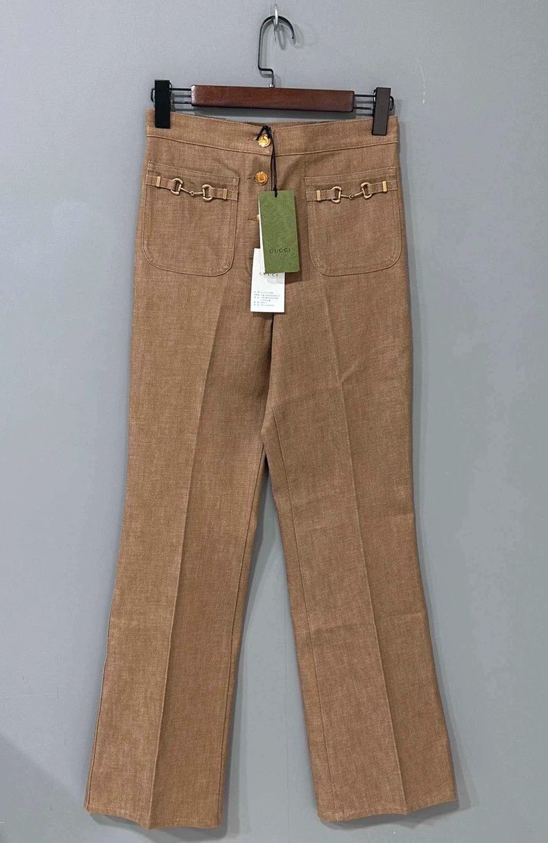 Gucci Gucci Horse buckle brown linen long Size US 38 / EU 54 - 1 Thumbnail