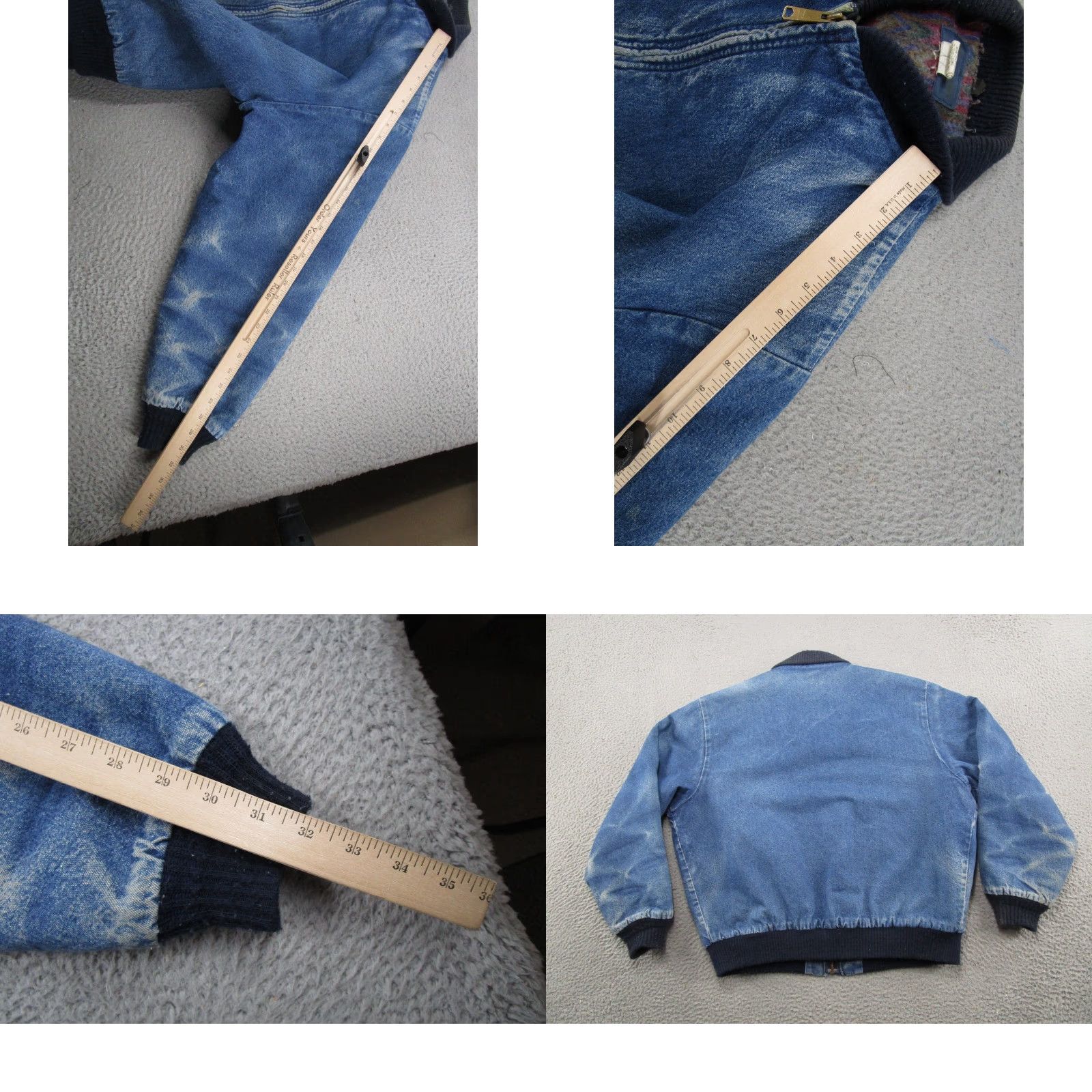 Vintage VINTAGE OshKosh B'gosh Jacket Mens L Denim Blue Blanket Lined 90s Workwear Bomber Jacket Solid Blue Lined Cotton Denim - Mens Regular Size L Jacket Size US L / EU 52-54 / 3 - 8 Thumbnail
