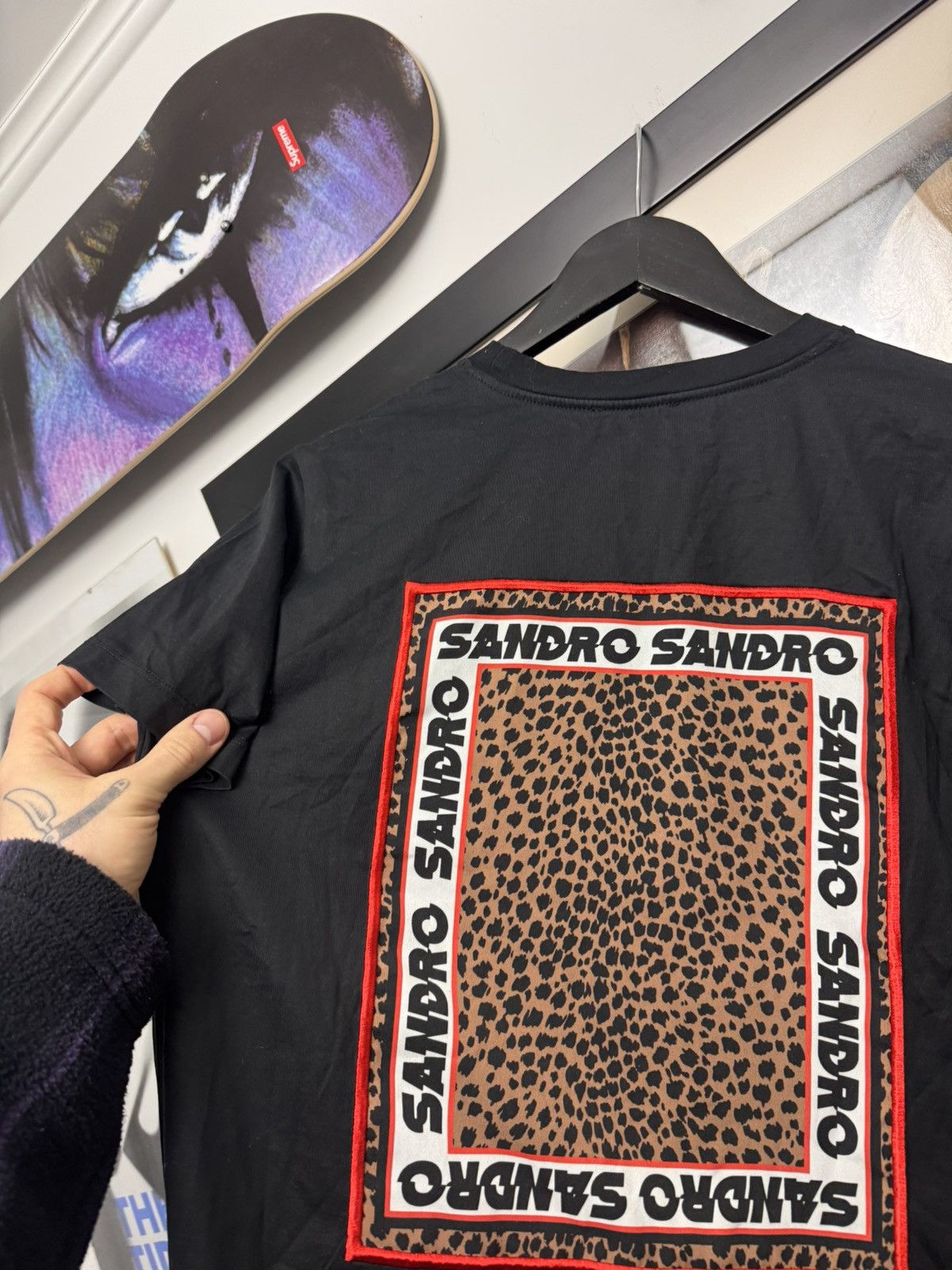 Sandro Sandro Paris Leopard Print Tee Mini Heart Logo Designer Size US S / EU 44-46 / 1 - 3 Thumbnail