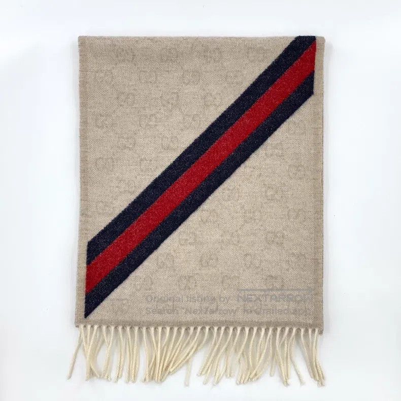 Gucci Gucci Colour-blocked striped logo jacquard full-print wool Size ONE SIZE - 1 Thumbnail