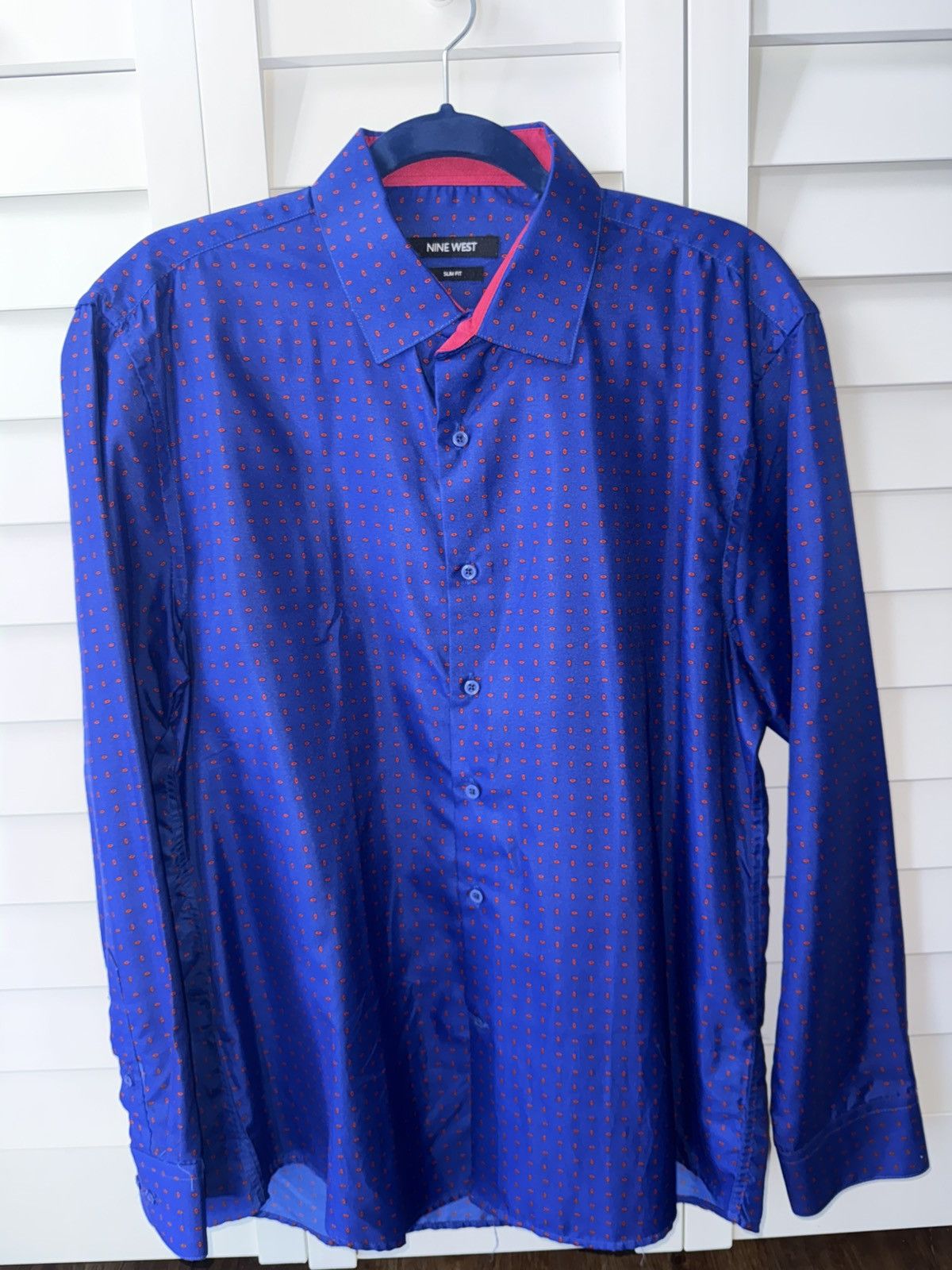 Nine West Nine West Blue Micro Dot Button-Up Shirt – Slim Fit L Size US L / EU 52-54 / 3 - 4 Thumbnail