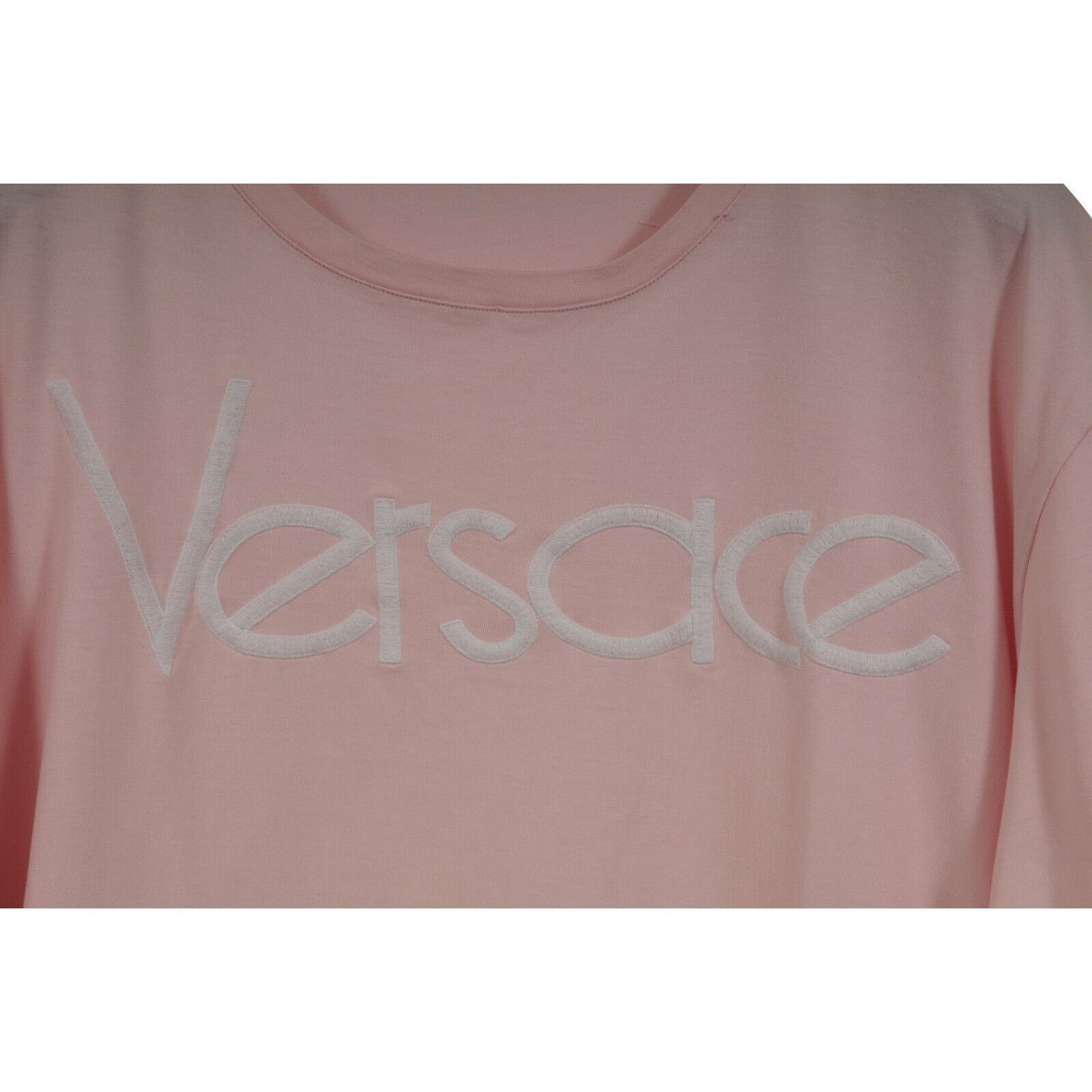 Versace Embroidered Logo T Shirt Pink White Short Sleeve Size US M / EU 48-50 / 2 - 3 Thumbnail