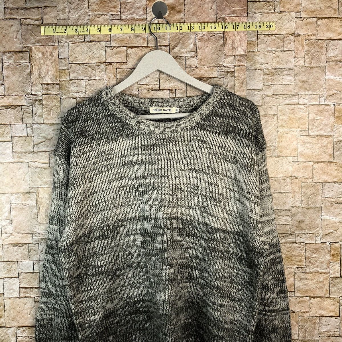 Homespun Knitwear × Japanese Brand Free Gate Grey stripe Knitwear #A1196 Size US XL / EU 56 / 4 - 2 Thumbnail