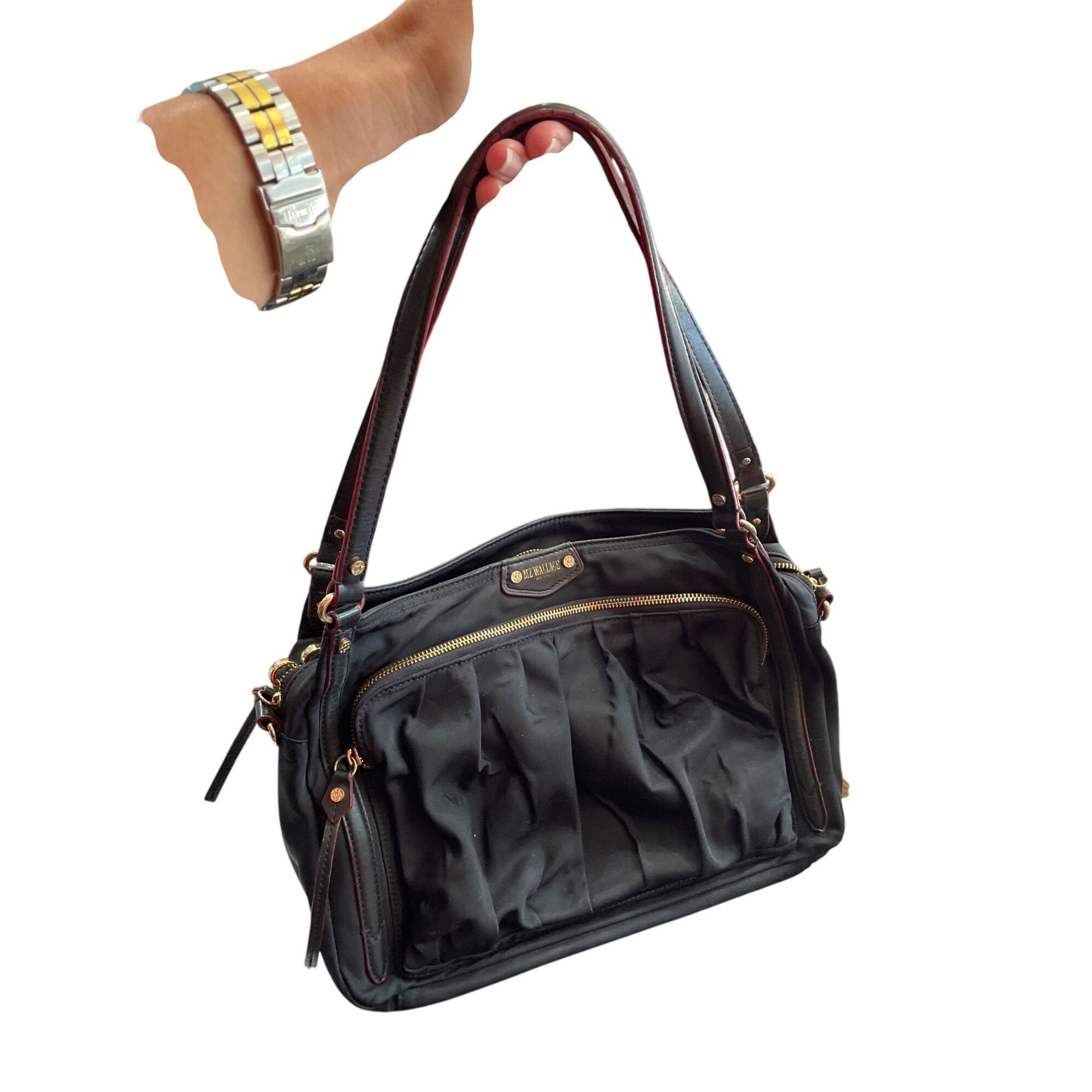 MZ Wallace MZ Wallace womans Black Nylon Leather Trim Handbag crossbody Size ONE SIZE - 12 Thumbnail