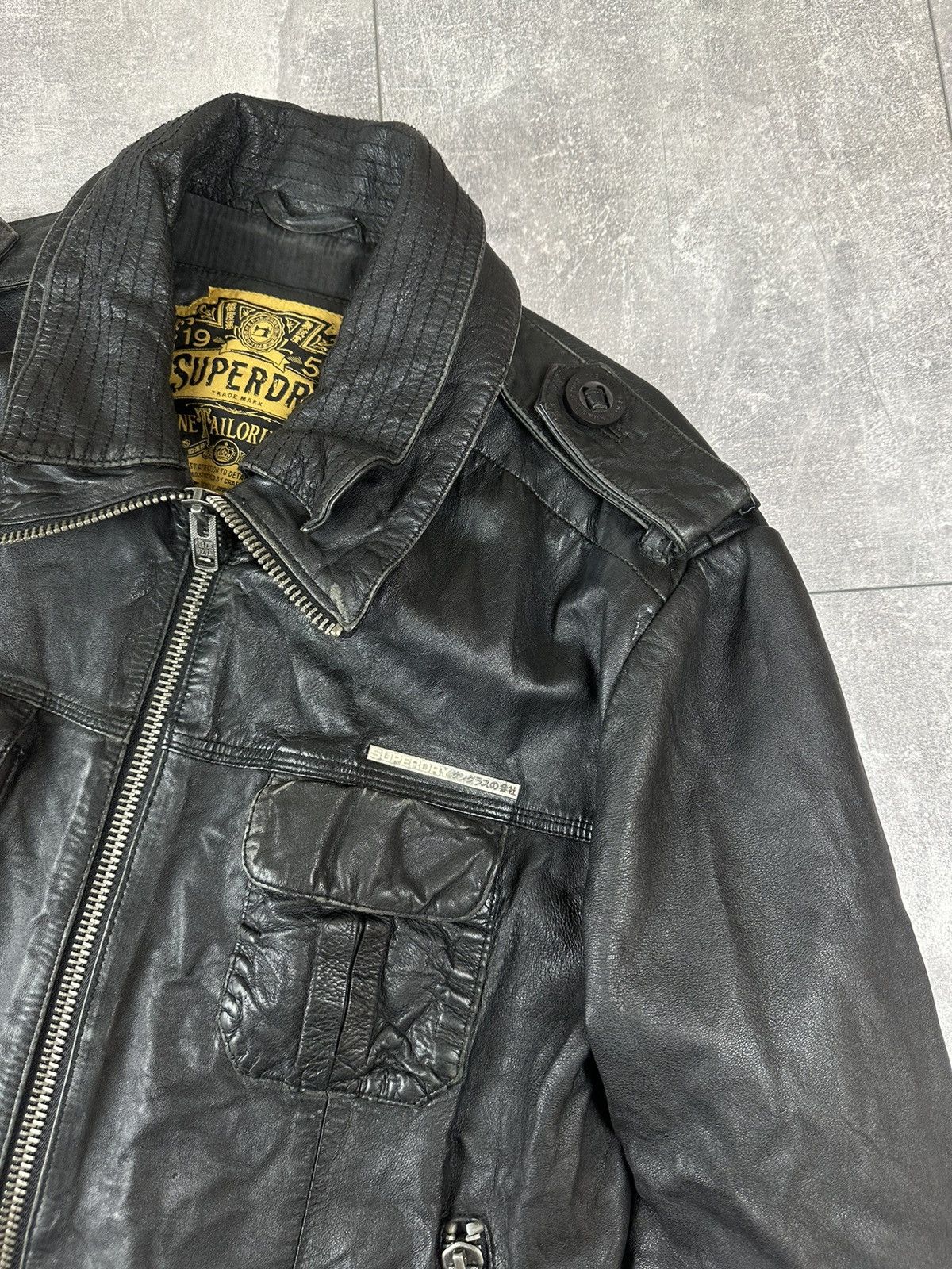 Superdry Super Dry Brad Cowhide Leather Zip Up Bomber Jacket Size US L / EU 52-54 / 3 - 6 Thumbnail