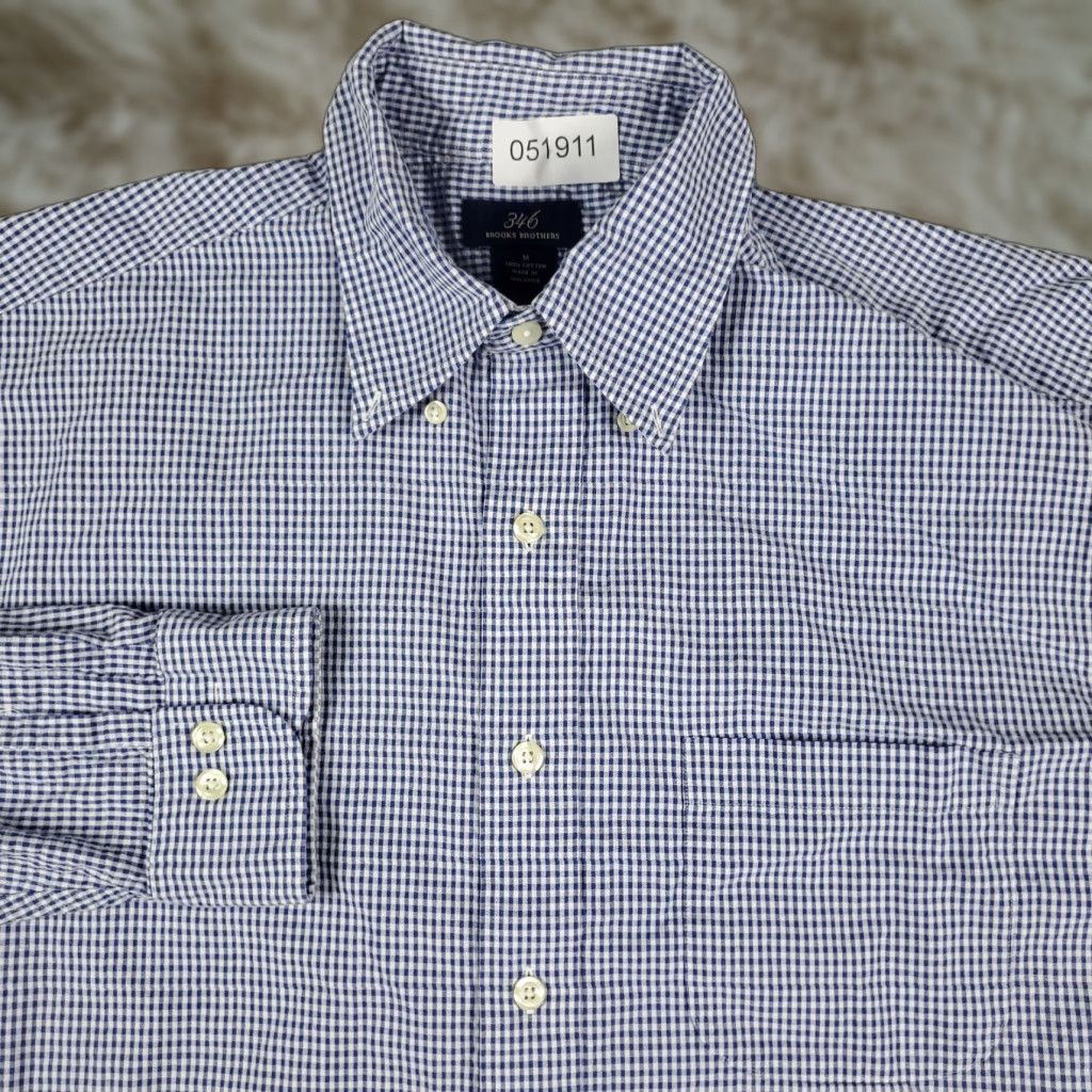 Brooks Brothers Brooks Brothers Button-Up Shirt Mens Medium Blue Check Long Sleeve Casual Size US M / EU 48-50 / 2 - 1 Thumbnail