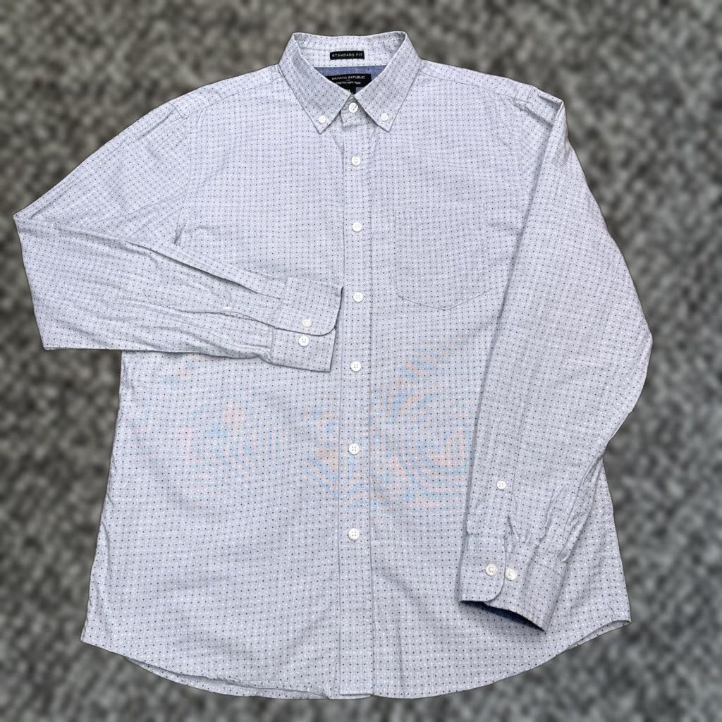 Banana Republic Banana Republic Shirt Mens M Green Button Up Stretch Soft Wash Geometric Knit Cotton Button-Down Collar Pockets Casual Workwear Regular Vintage No N/A Size US M / EU 48-50 / 2 - 1 Thumbnail