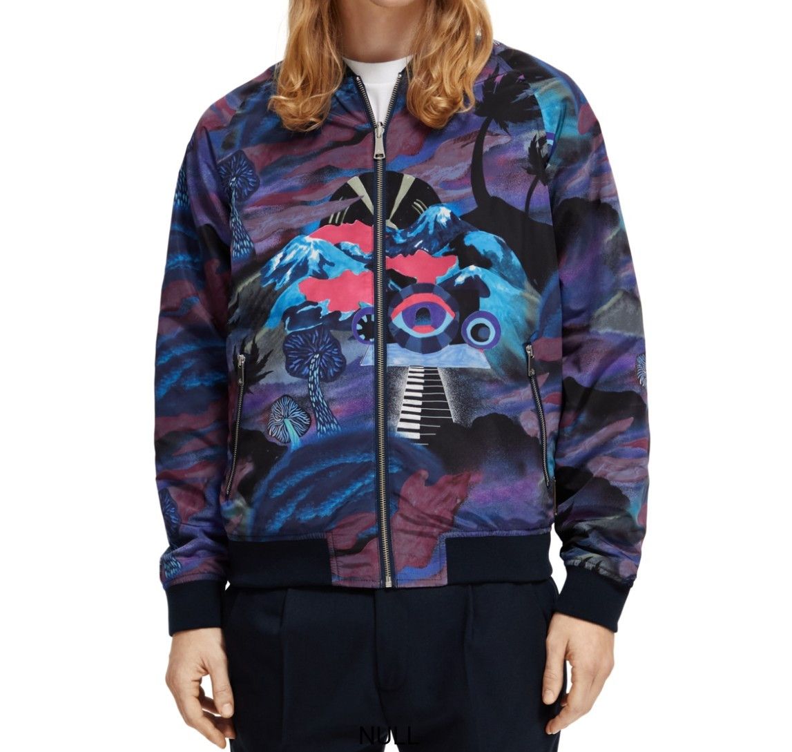 Scotch & Soda 'Oversized Satin Padded Bomber in Blue for Men