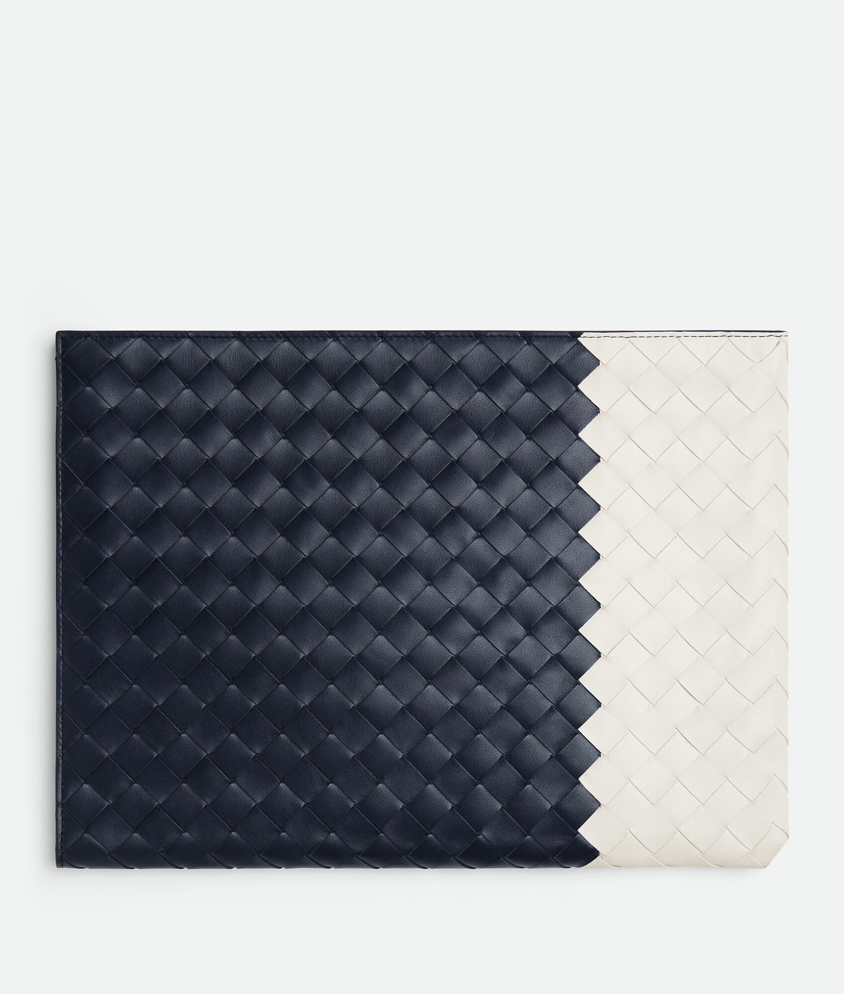 Bottega Veneta o1w1db10525 Size: OS / Intrecciato Half Zip Pouch Navy/White Size ONE SIZE - 3 Thumbnail