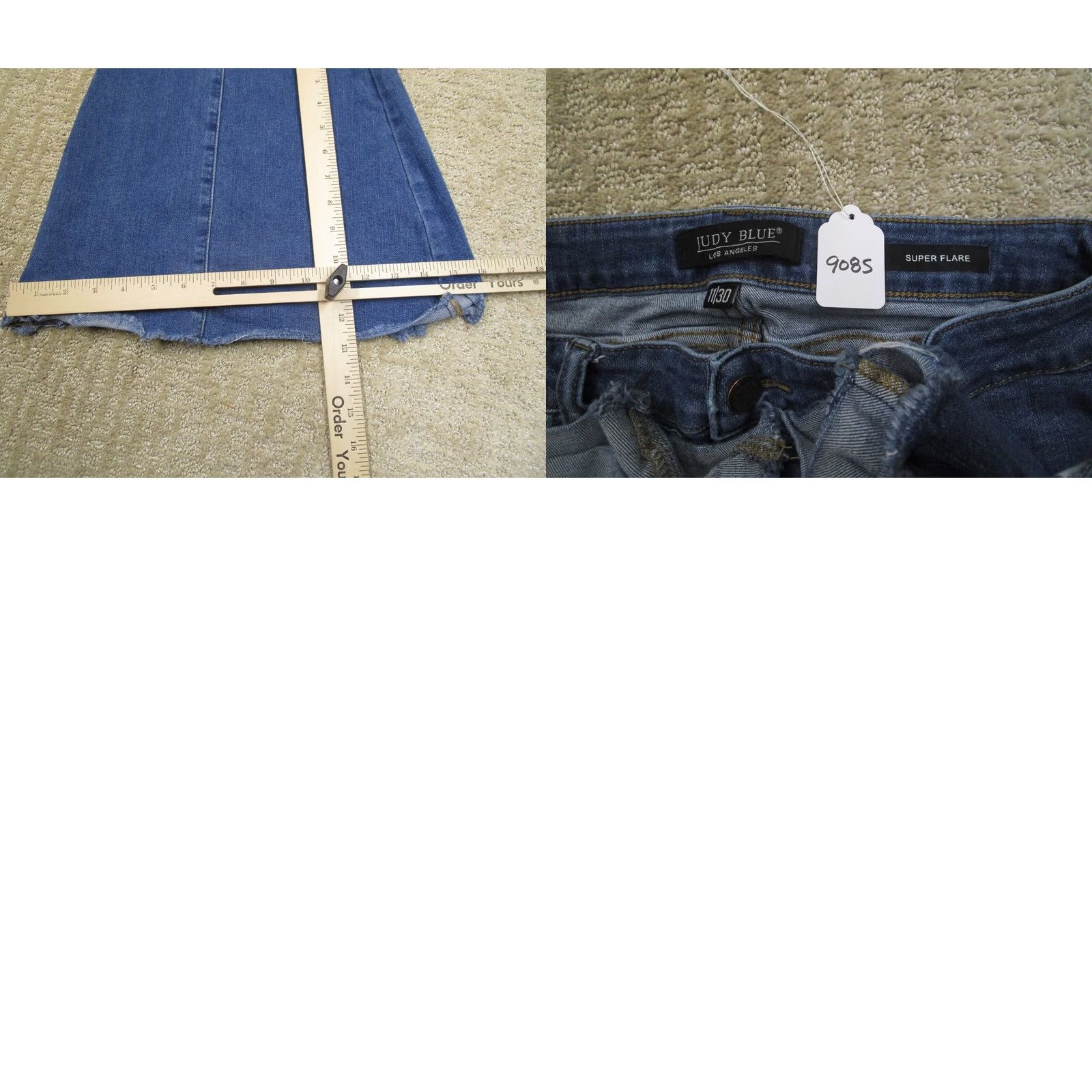 Vintage Judy Blue Jeans Women 30 High Rise Flared Bell Bottoms Light Wash Denim Stretch Pants Blue 5-Pocket Regular Fit Womens Size 30" / US 8 / IT 44 - 8 Thumbnail