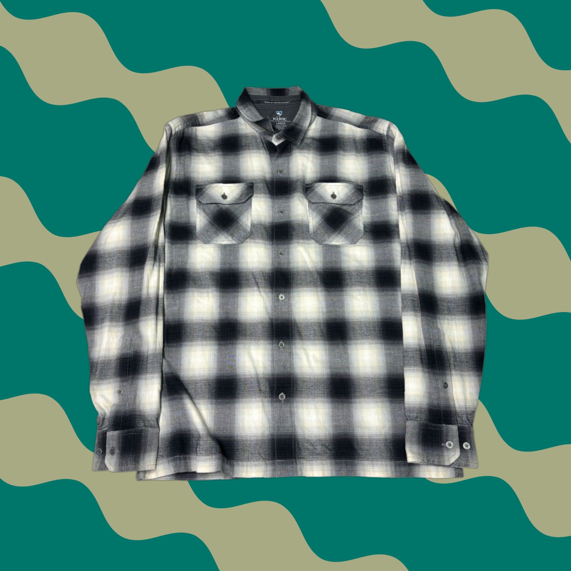 Born KUHL Mens Large Plaid Flannel Long Sleeve Button Up Shirt Outdoor Wool? Size US L / EU 52-54 / 3 - 1 Thumbnail